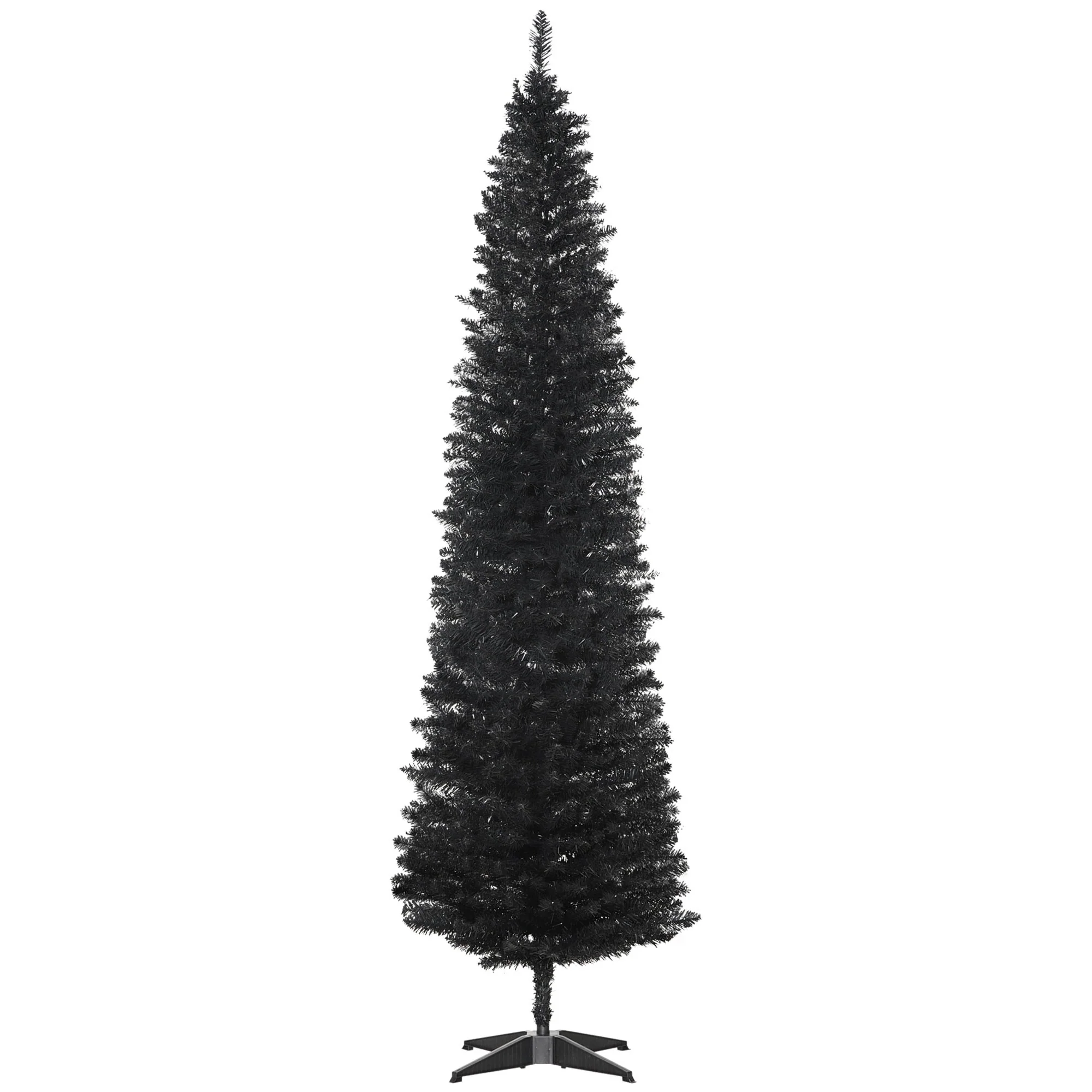 7' Unlit Artificial Black Pencil Christmas Tree with Realistic Tips and Lightweight Stand