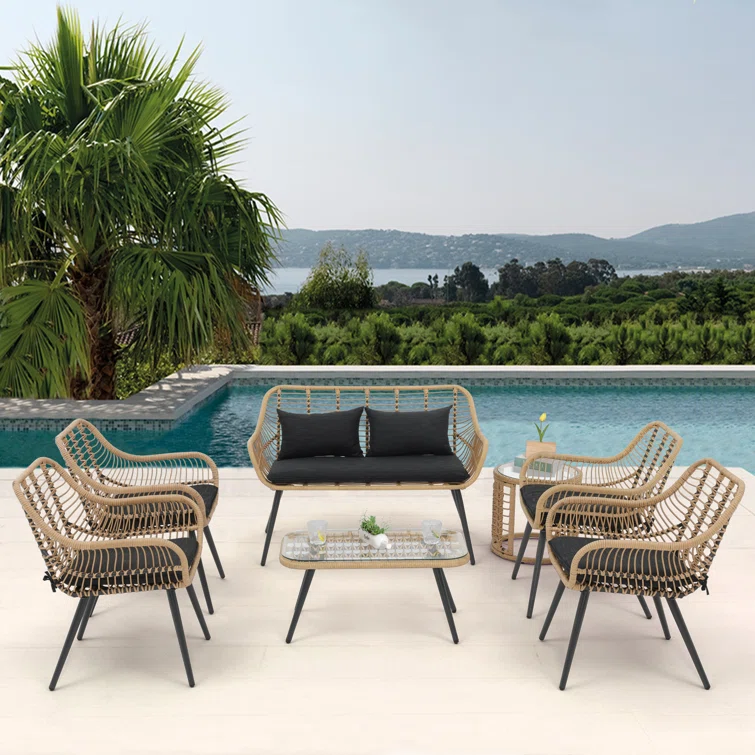 Cuesta Rattan Sofa Seating Group with Cushions