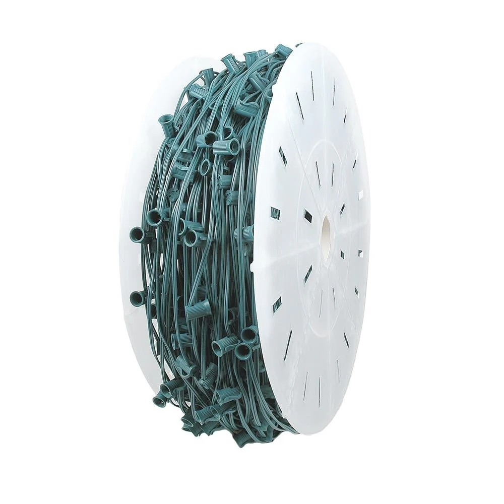 Novelty Lights 1,000 Foot C7 Christmas String Bulk Reel, Green Wire, 18