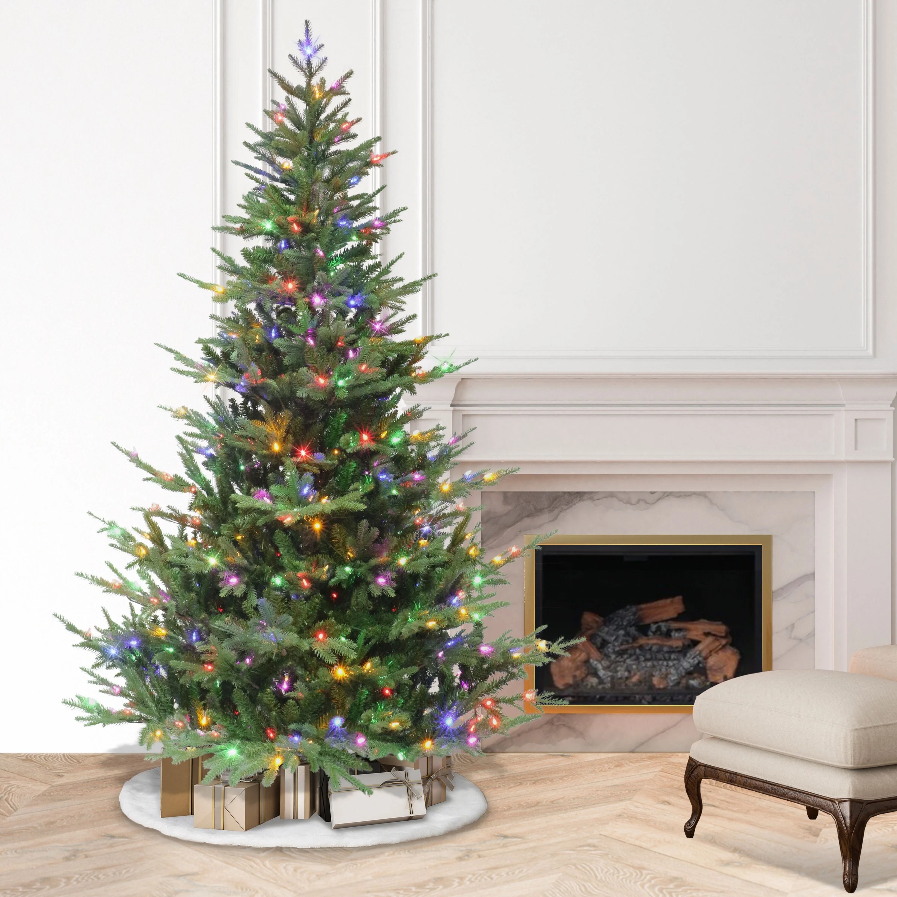 Puleo International 7.5' Pre-Lit Sacramento Fir Artificial Christmas Tree