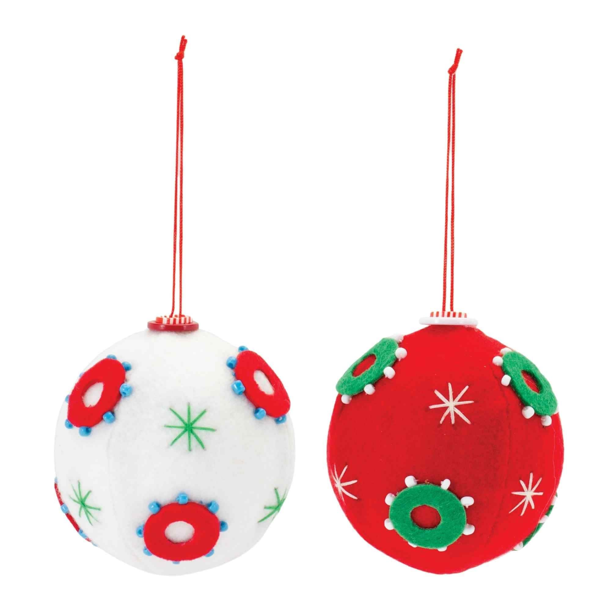Embroidered Christmas Ball Ornaments 3.5
