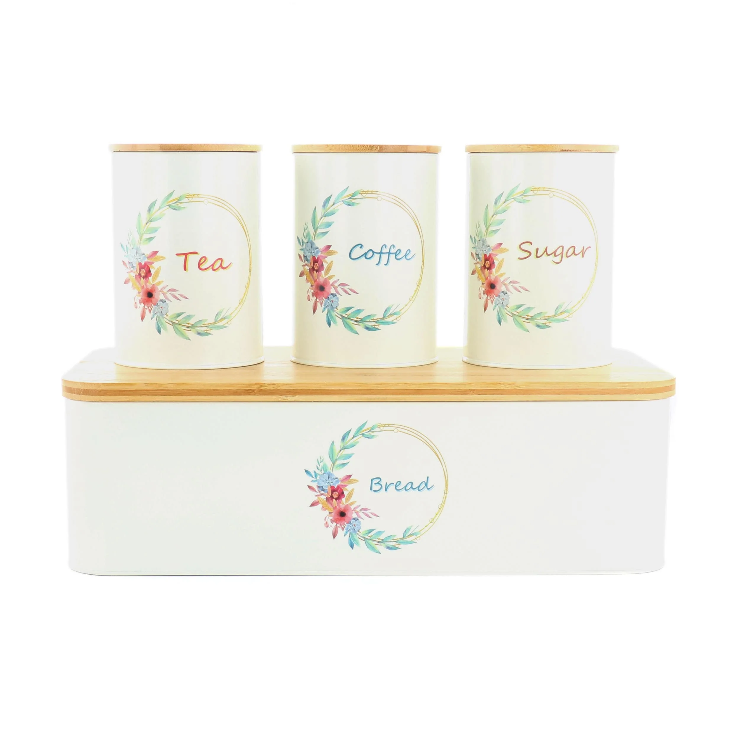 4 Piece Iron Canister and Bread Box Set - 4 Piece Set