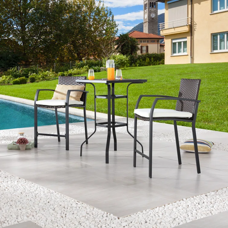 2 - Person Square Outdoor Dining Set with Cushions