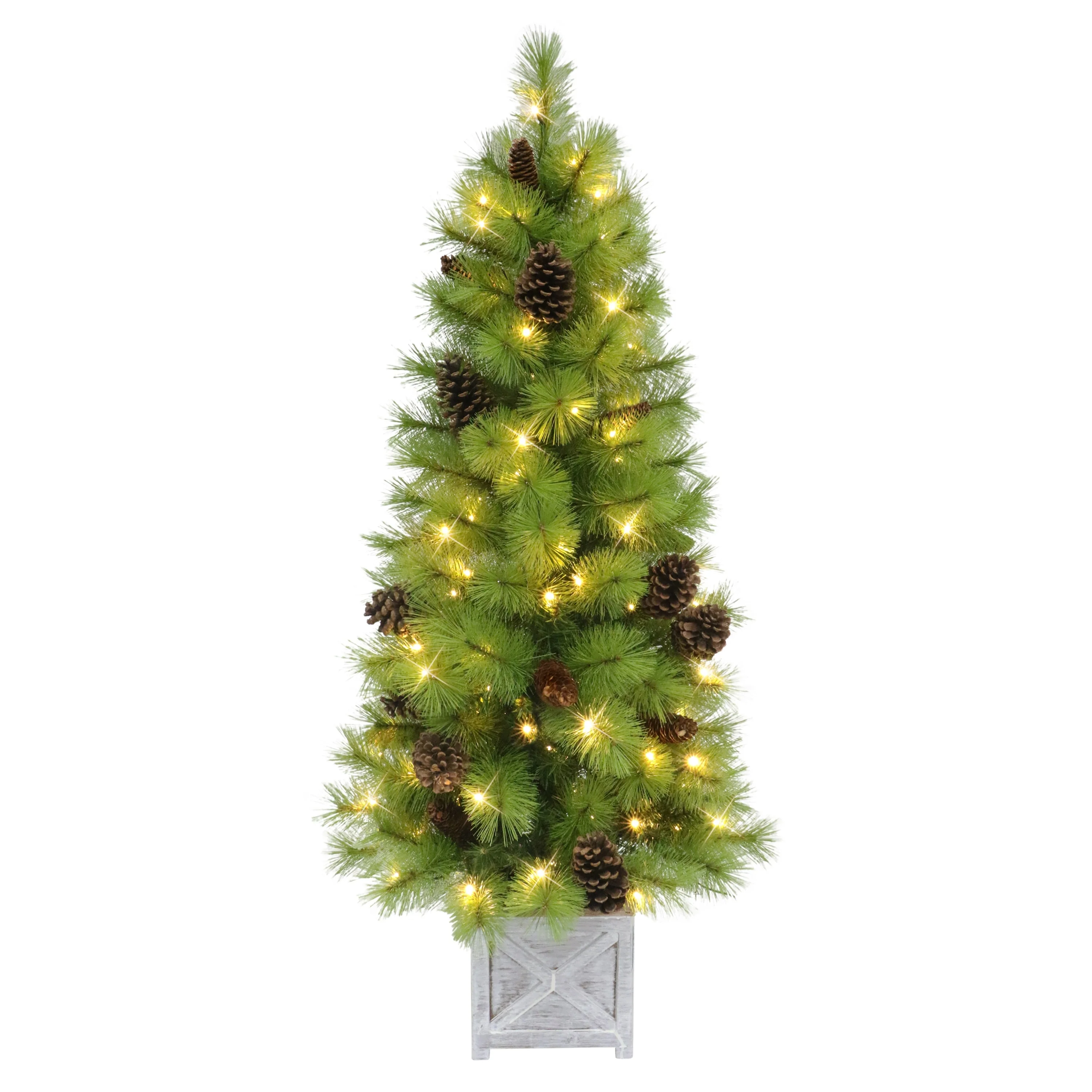 Puleo International 4.5' Pre-Lit Artificial Arkansas Pine Potted Tree