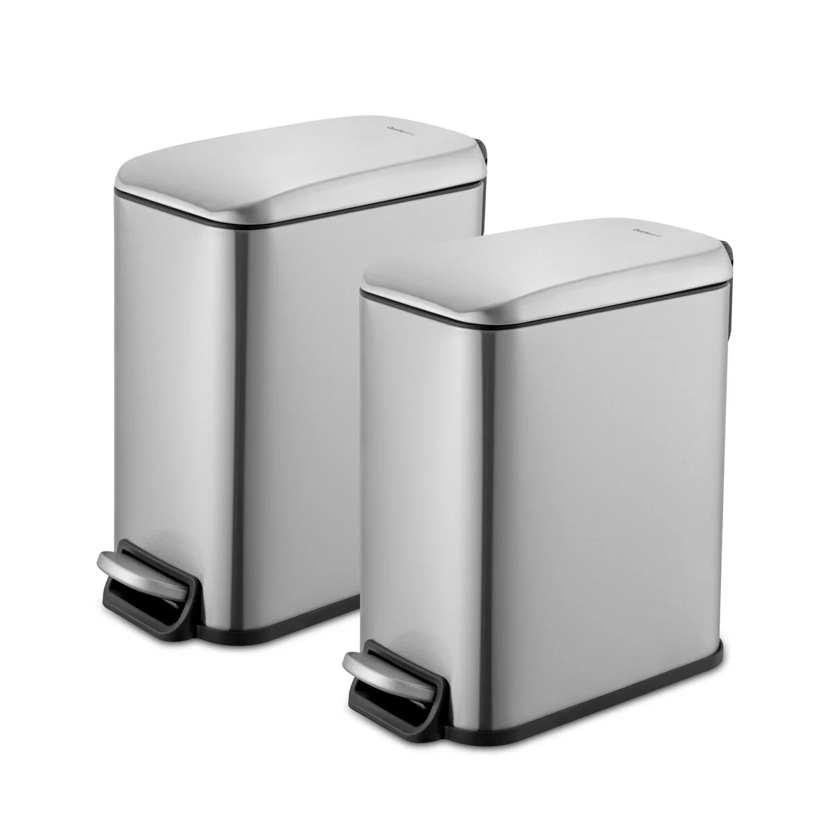 Qualiazero 5L / 1.3 Gal + 5L / 1.3 Gal Slim Stainless Steel Step Can Twin Pack