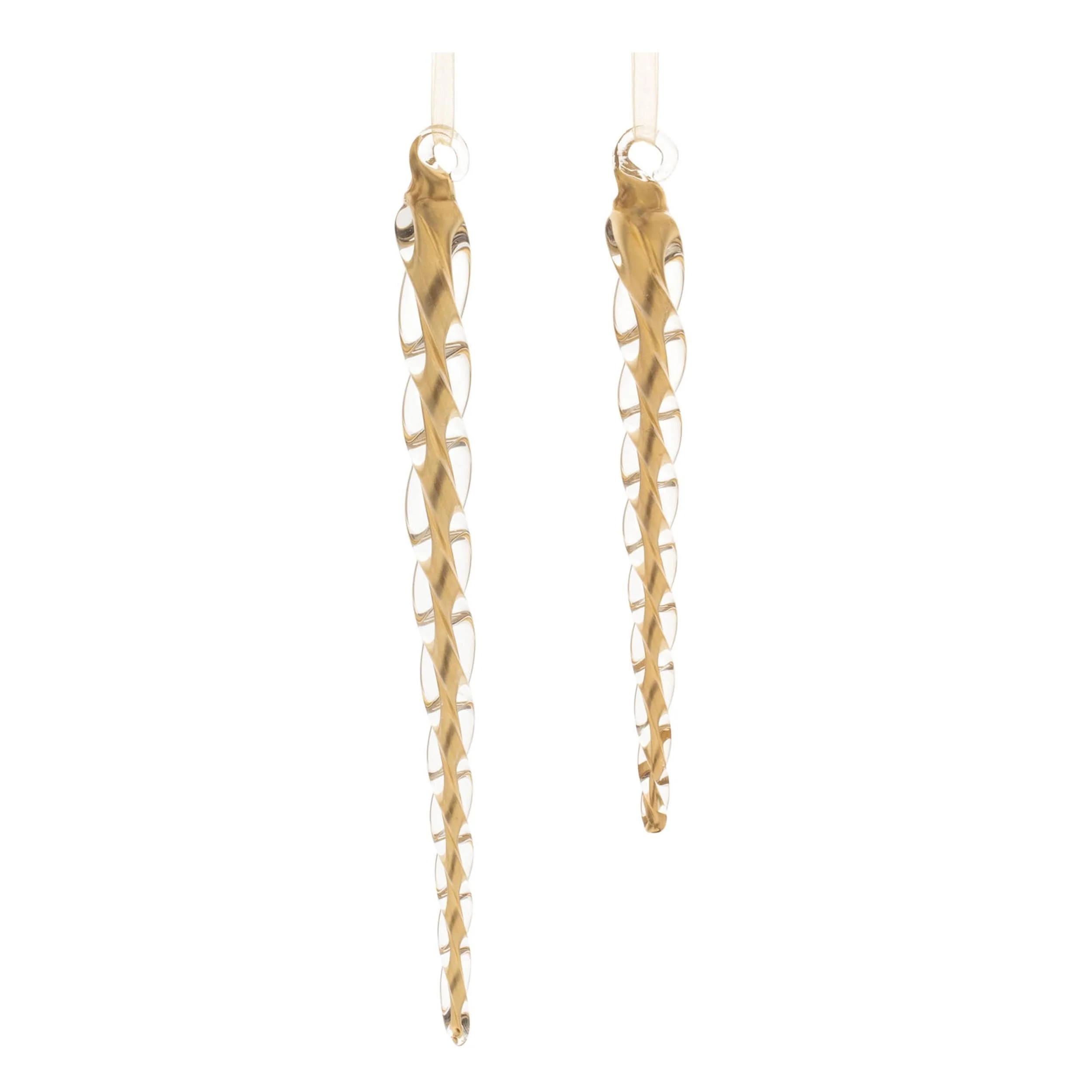 Glass Icicle Ornaments Set of 12 for Christmas Tree Decoration - 0.25