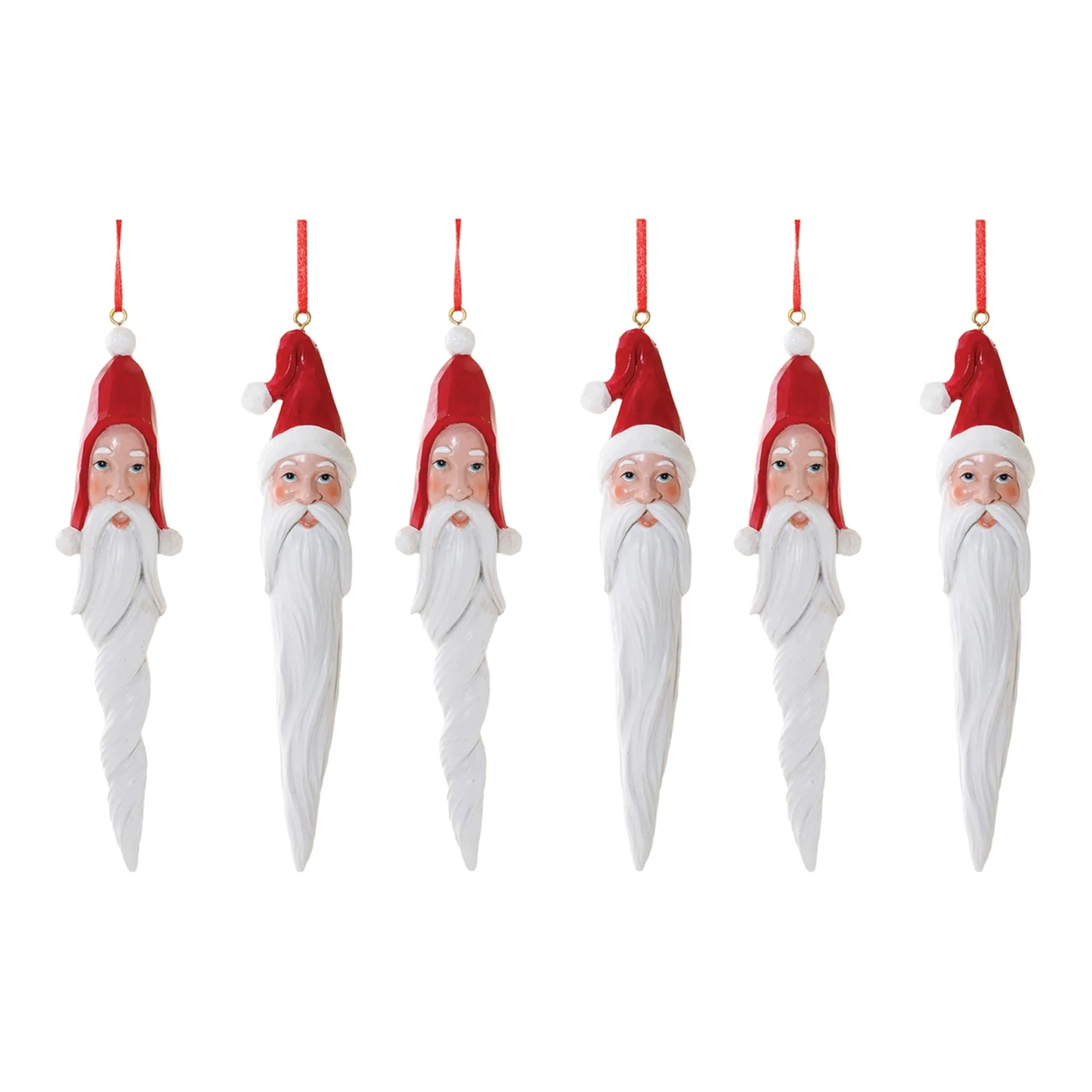 Set of 6 Long Beard Santa Drop Christmas Ornaments 8.25