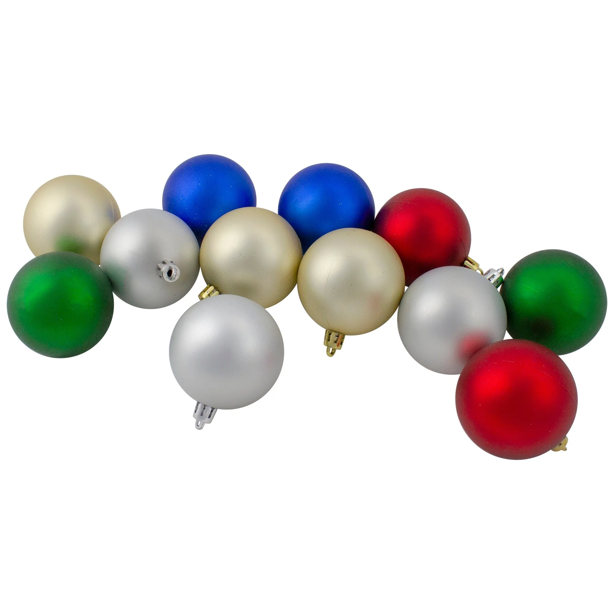 24ct Silver and Green Shatterproof 2-Finish Christmas Ornaments 2.5