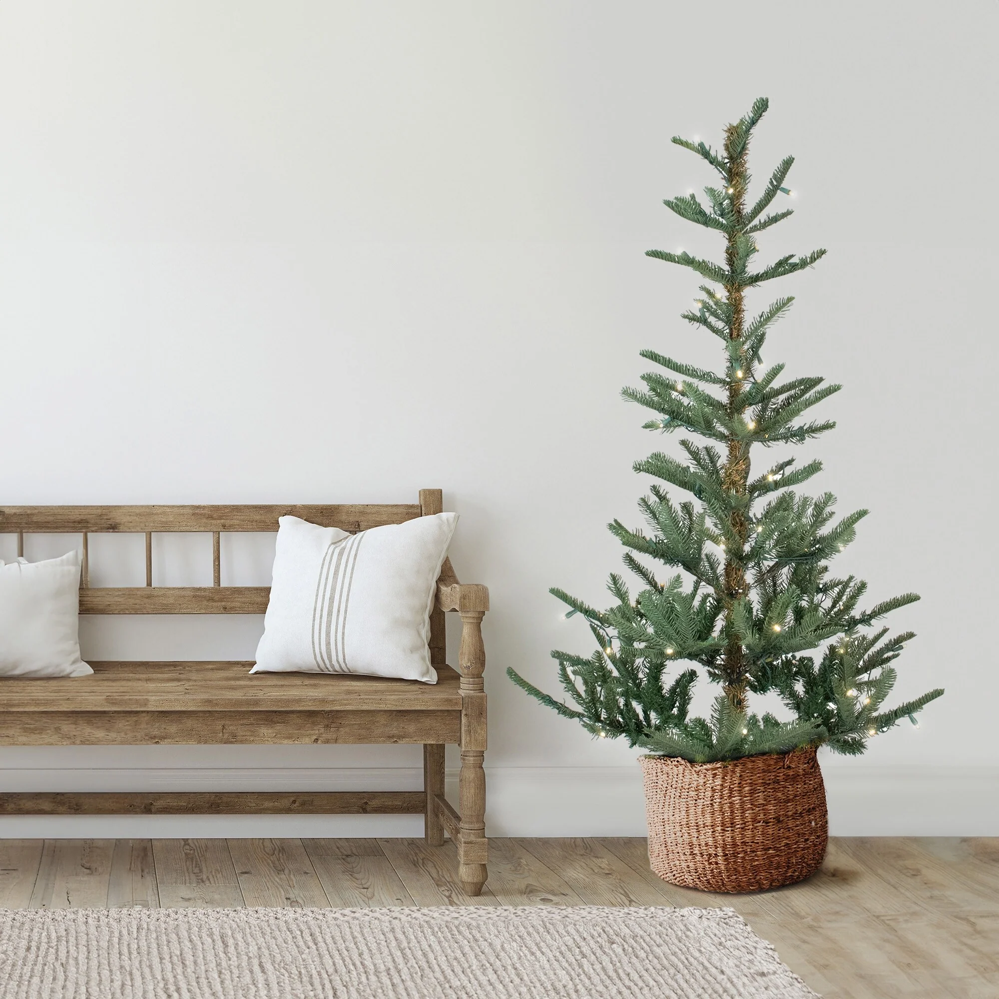 Pre-Lit Nordmann Fir Artificial Christmas Tree Warm Clear LED Lights.