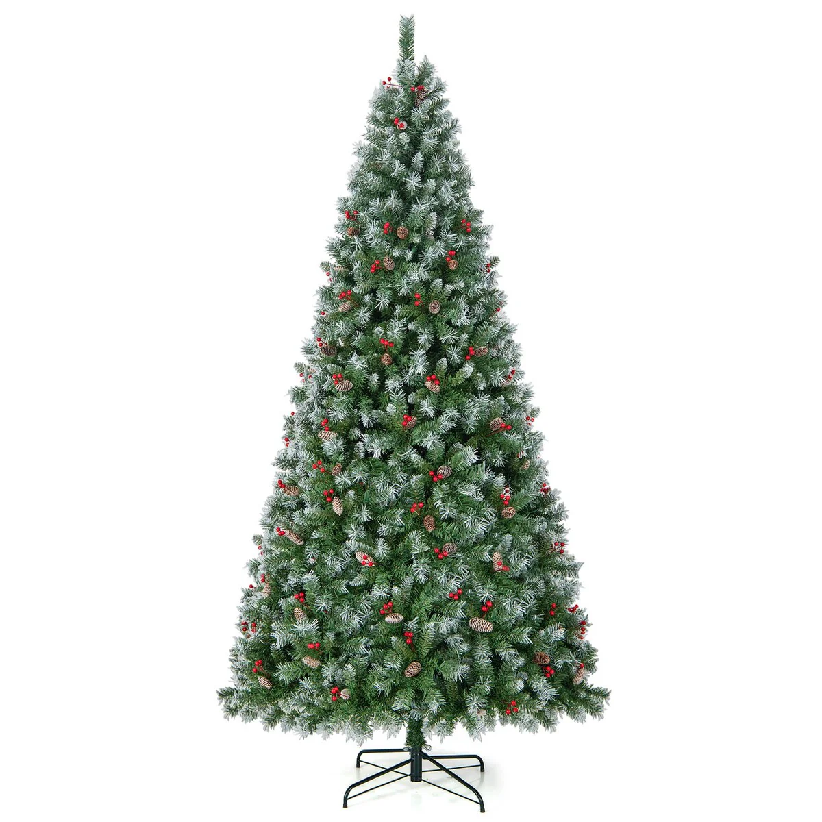 9 FT Hinged Christmas Tree with PVC Branch Tips and Warm White LED Lights