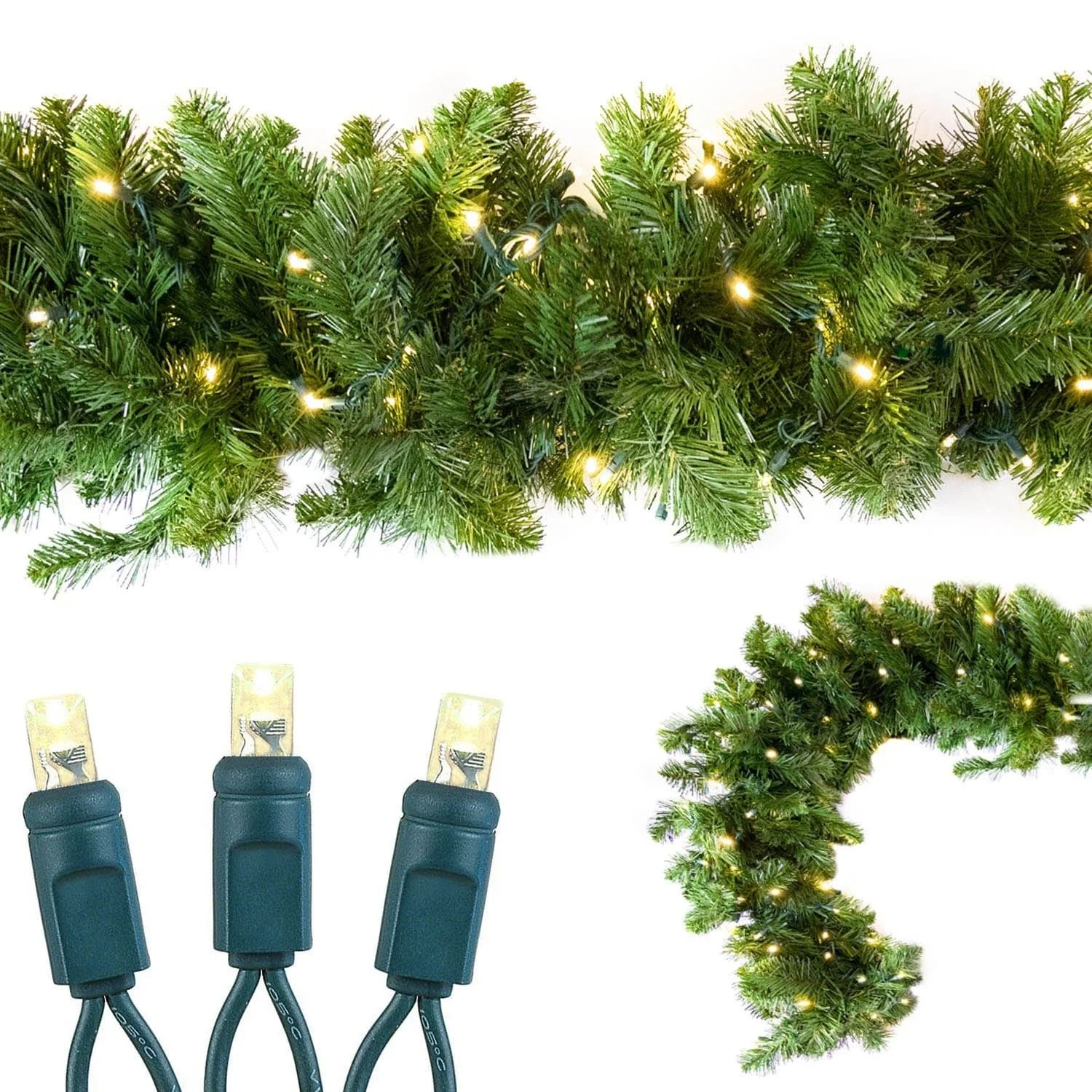 Novelty Lights 9 Foot Christmas Garland, Colorado Green Pine, Warm White - 30 Foot (Unlit)