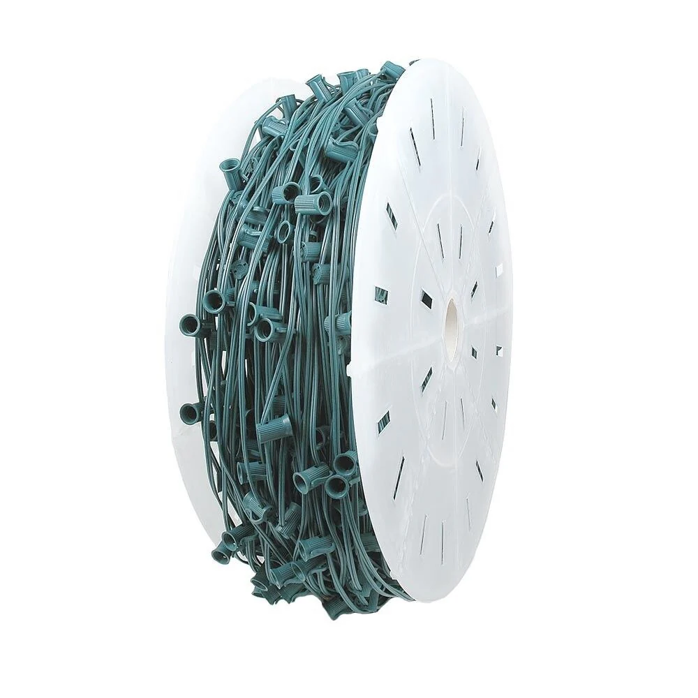 Novelty Lights 1,000 Foot C7 Christmas String Bulk Reel, Green Wire, 12