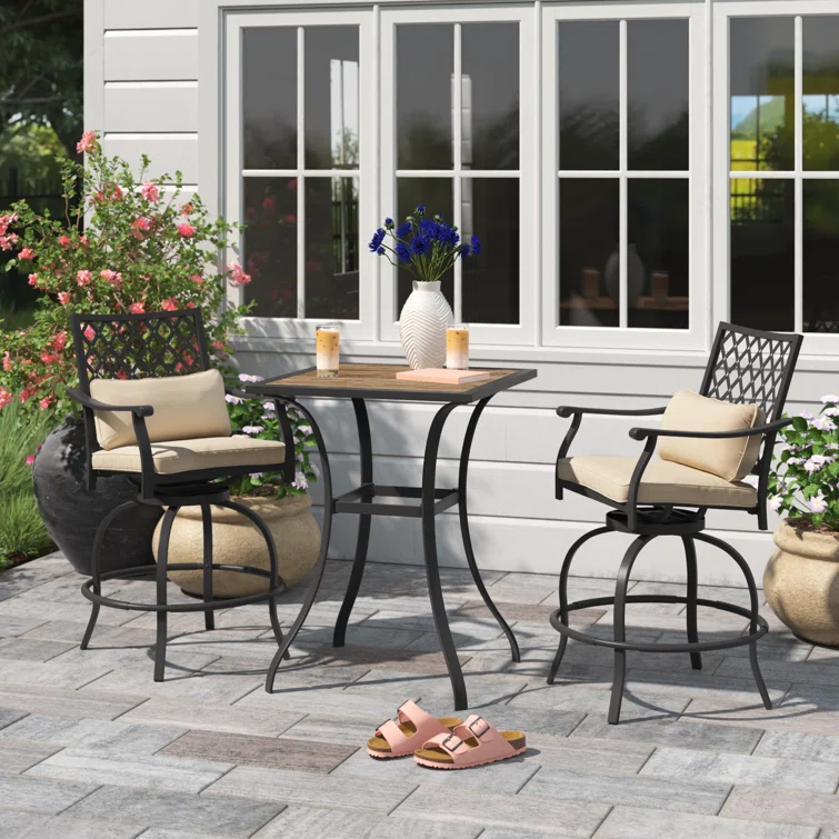 Jilyn 2 - Person Square Outdoor Dining Set with Cushions