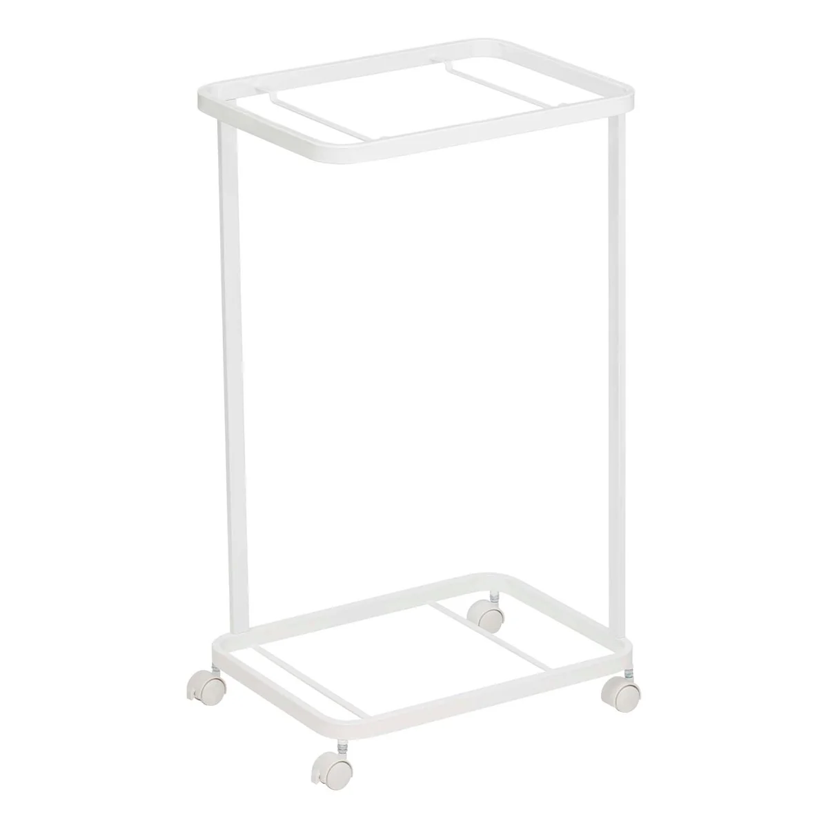 Yamazaki Home Rolling Laundry Cart, Steel & Wood, Short, Holds 26.4 lbs, Wheels - L 11.42 x W 15.75 x H 27.36 inches