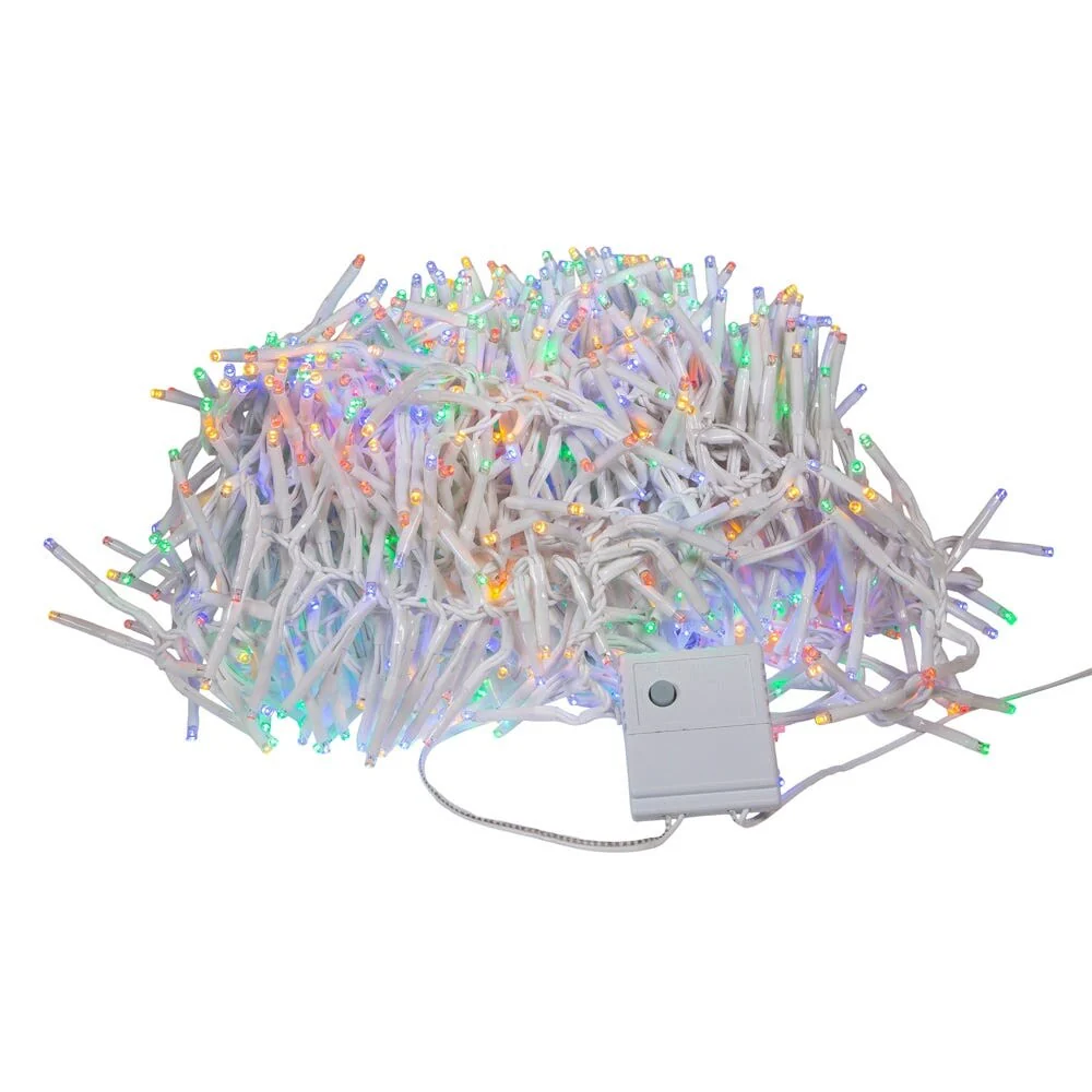 Kurt Adler 1000-Light 32.8-Foot Multicolored LED White Wire Cluster Garland