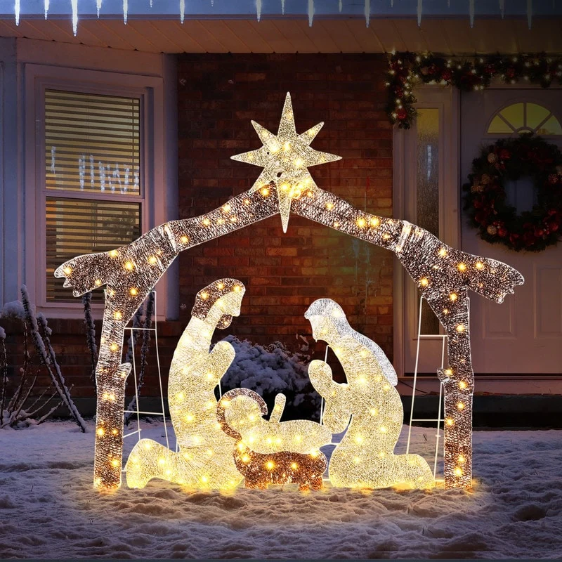 6ft 190LED Lights Nativity Scene Garden Jesus Decoration