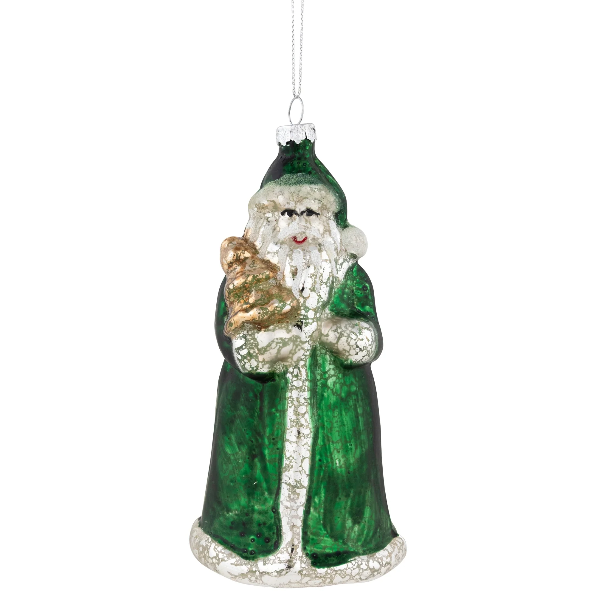 Nordic Santa Hanging Glass Christmas Ornament - 5.5