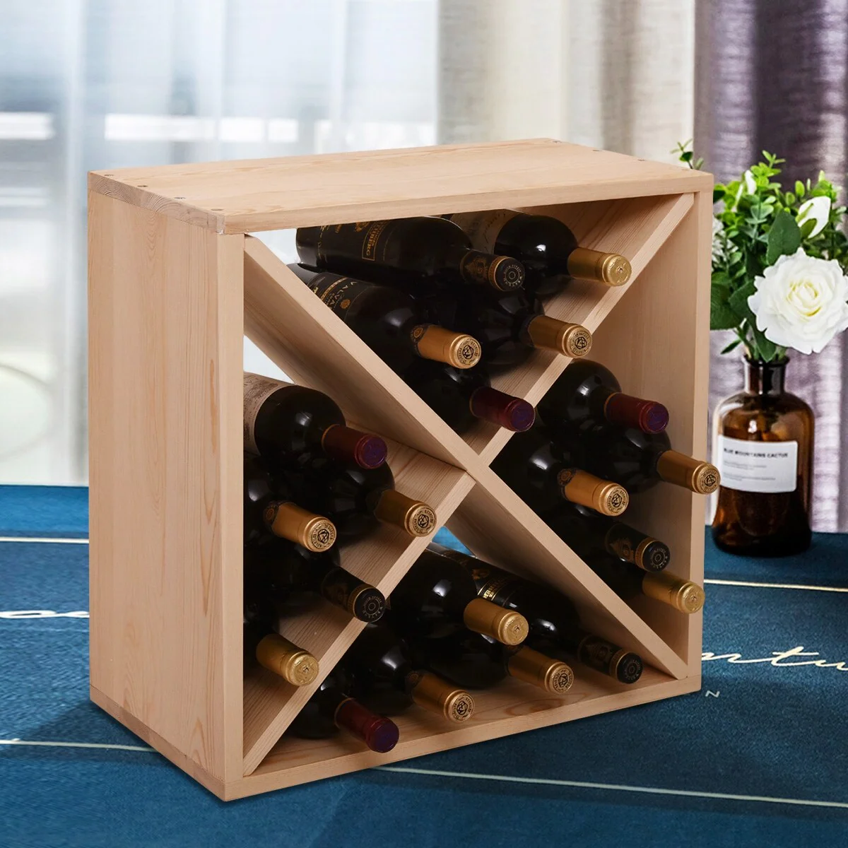 Burlywood 24-Bottle Compact Cellar Cube Wine Rack