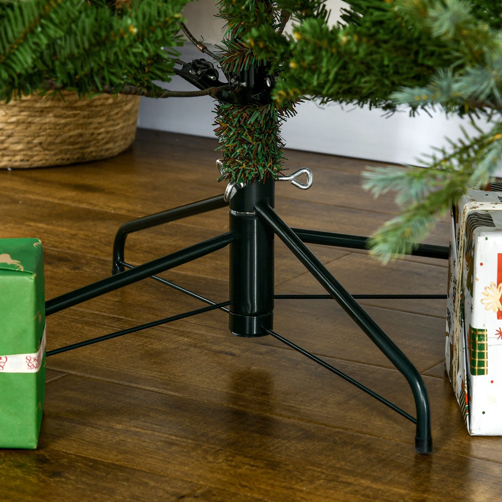 6' Unlit Artificial Xmas Tree, Wide Shape with 795 Branches & Steel Base for Holiday Decor