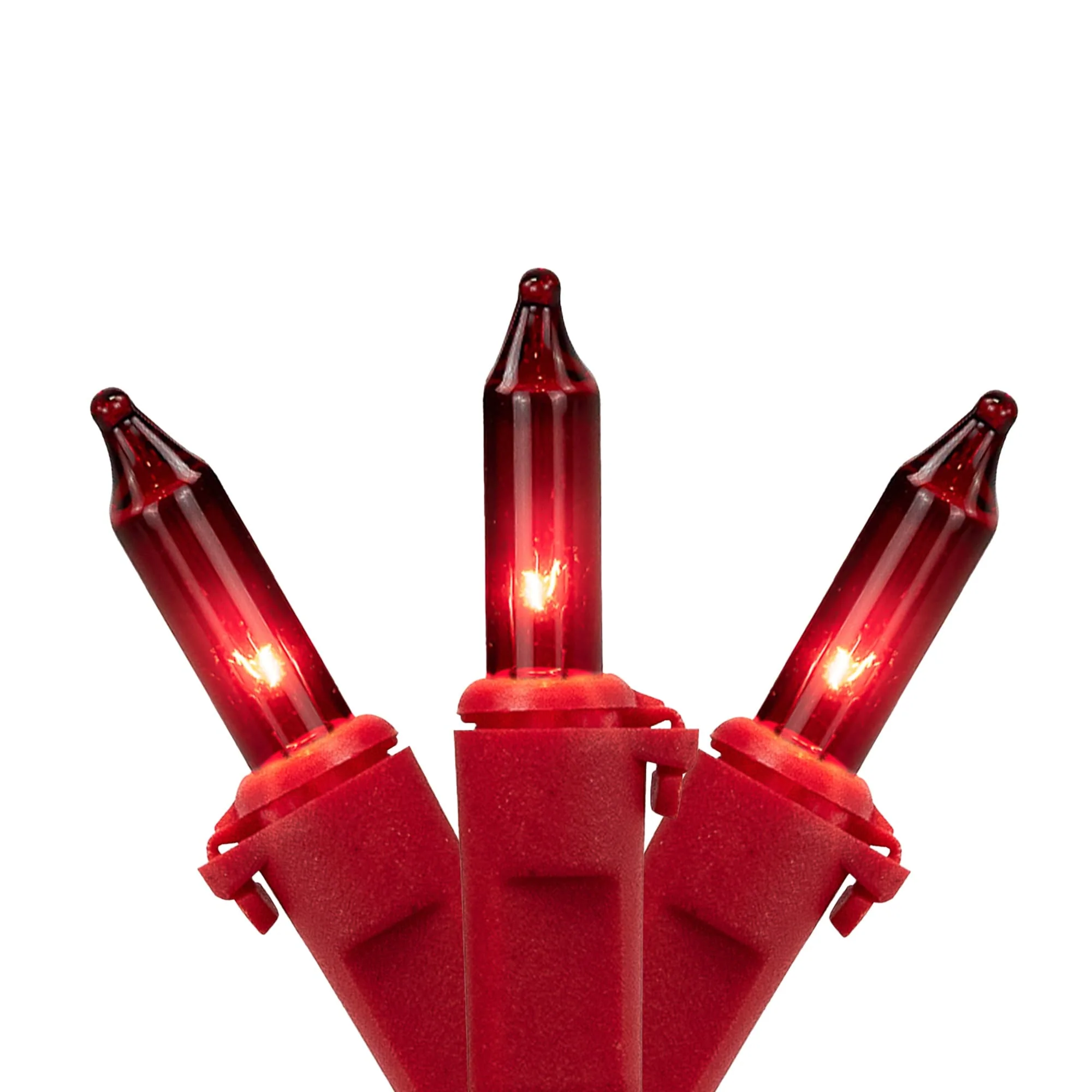 Mini Christmas Lights - Red - 20' Red Wire - 100ct