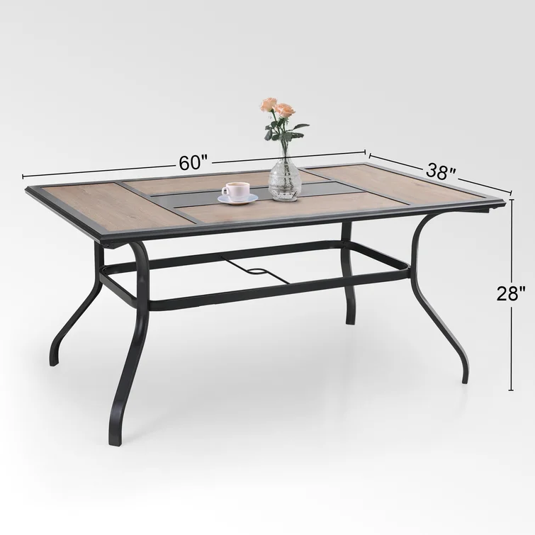 Alyah 6 - Person Rectangular Outdoor Dining Set with Cushions
