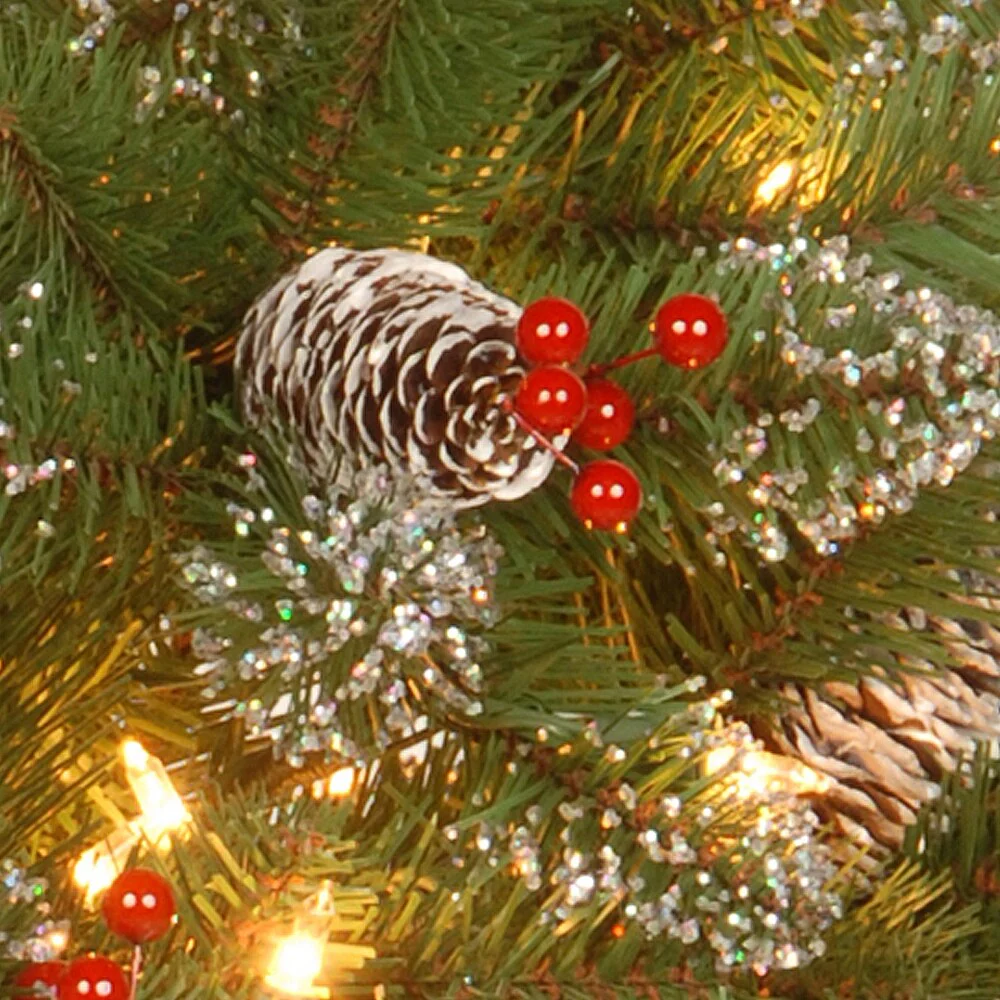 National Tree Company Glittery Mountain Spruce Warm White LED Kissing Ball