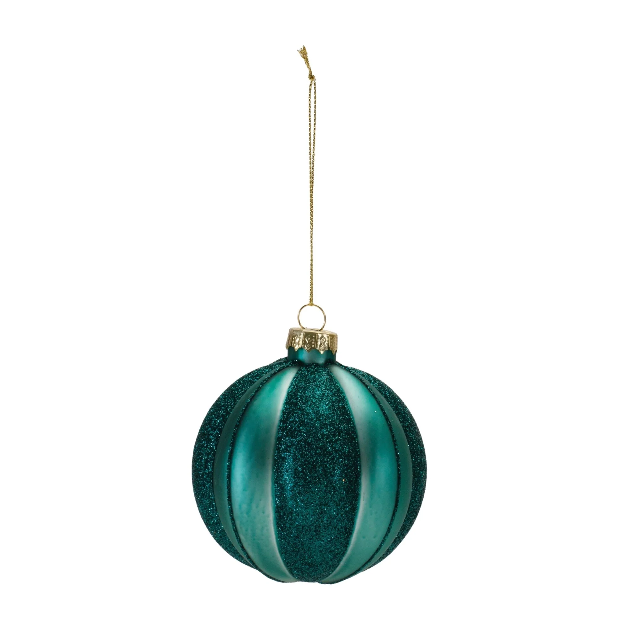 Ribbed Glass Christmas Ball Ornaments - 4