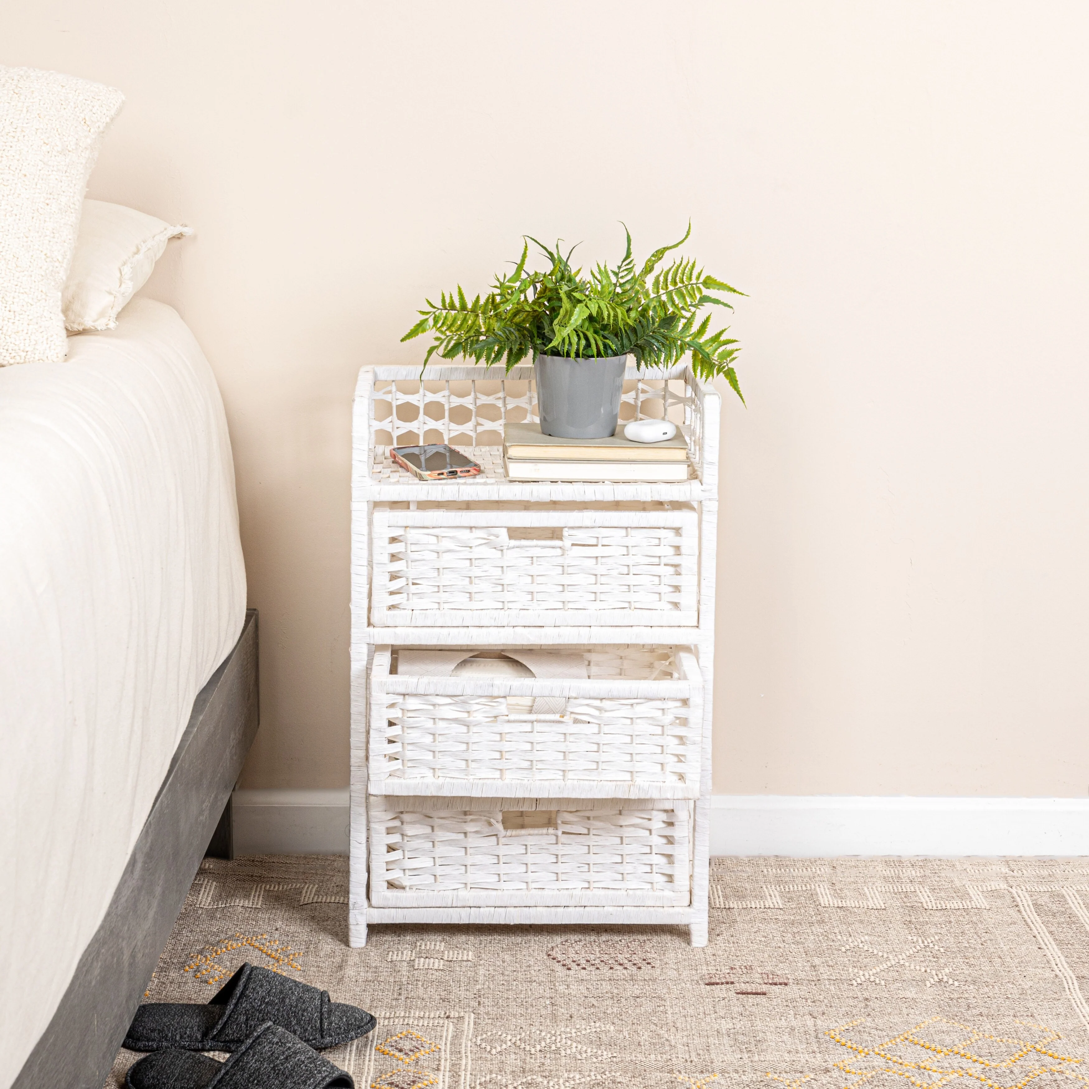 Household Essentials Woven 3 Drawer Chest with Cutout Handles