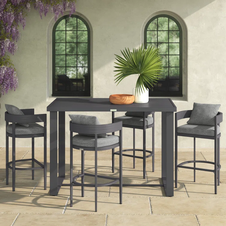 Elza 4 - Person Rectangular Outdoor Dining Set with Cushions