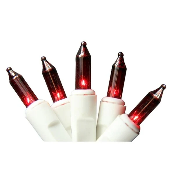 Set of 20 Battery Operated Red Mini Christmas Lights - White Wire
