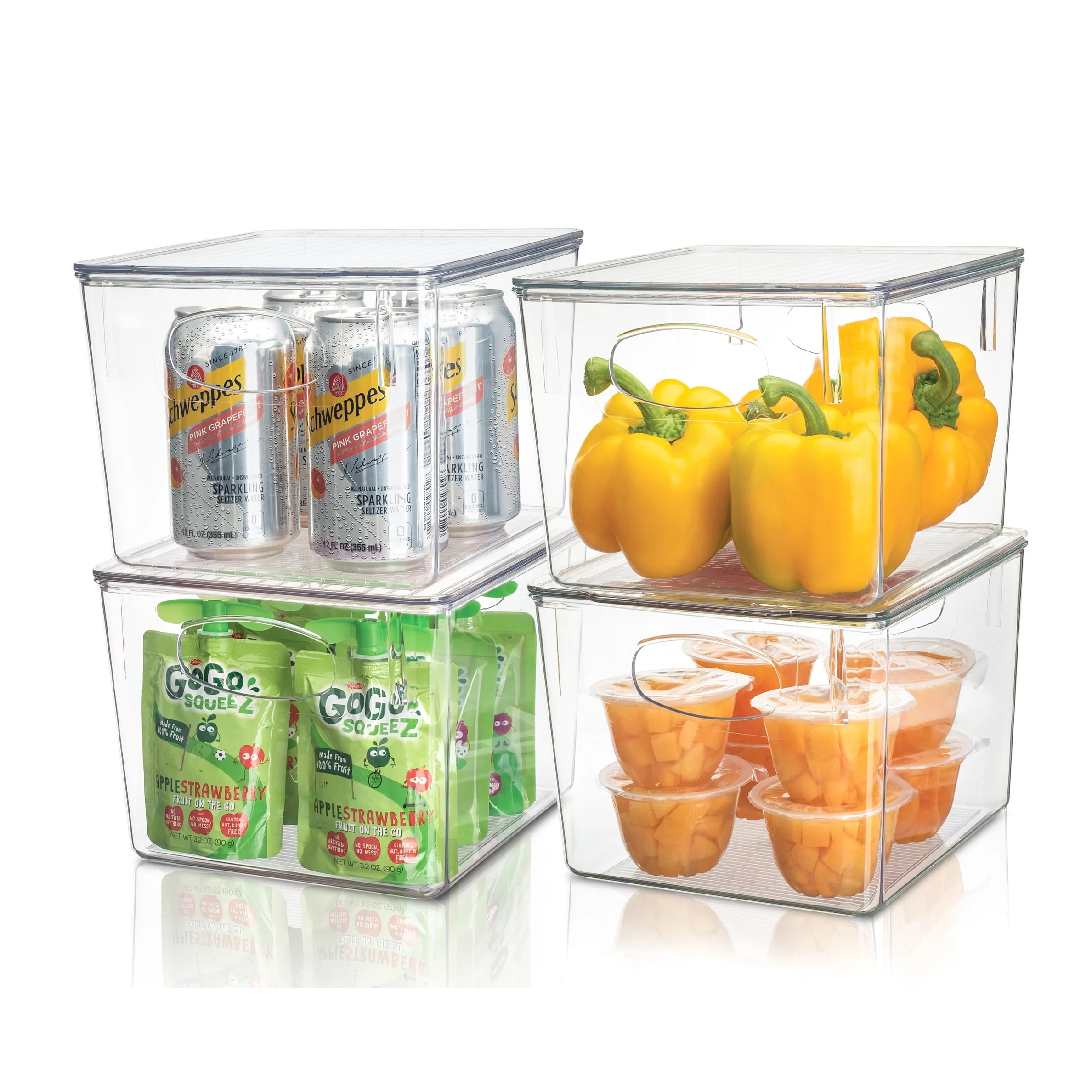Stackable Fridge/Freezer Bins Organizer w Lid Food Storage Containers