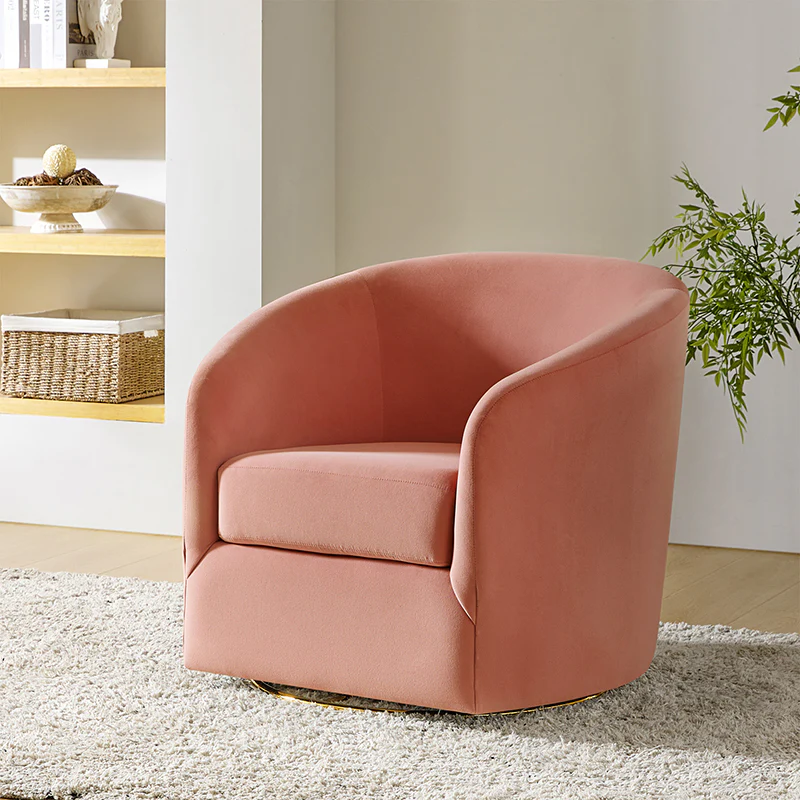 Emanuela Velvet Swivel Barrel Armchair
