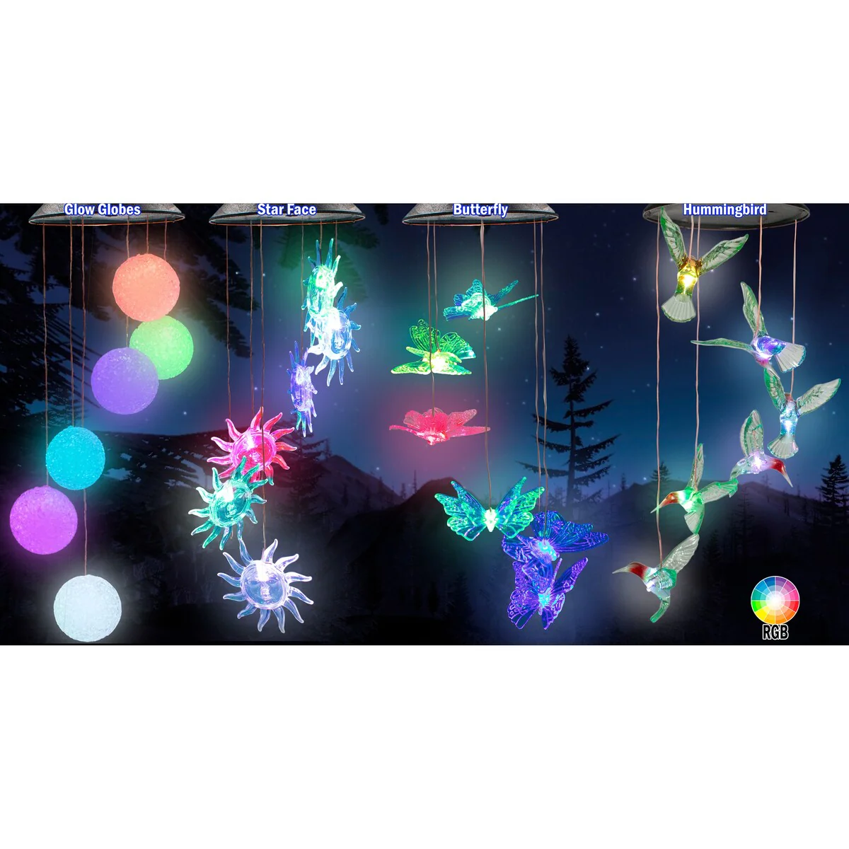 Solar Wind Chimes Solar Lights & LED Wind Chimes - RGB Color Changing