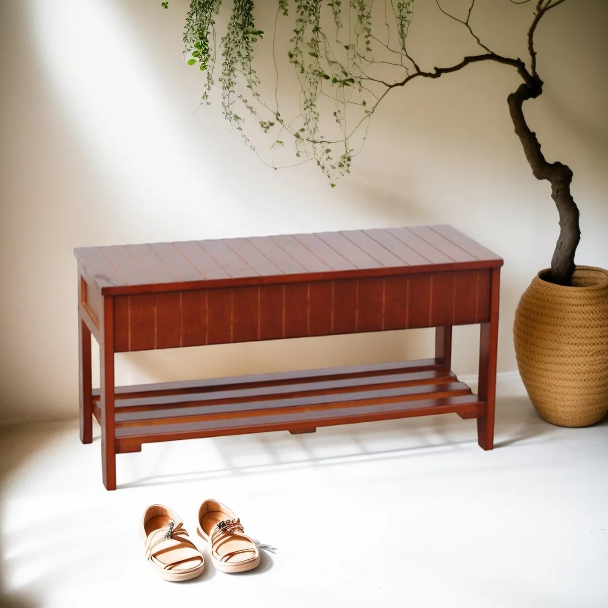 Quality Solid Wood Shoe Bench with Storage