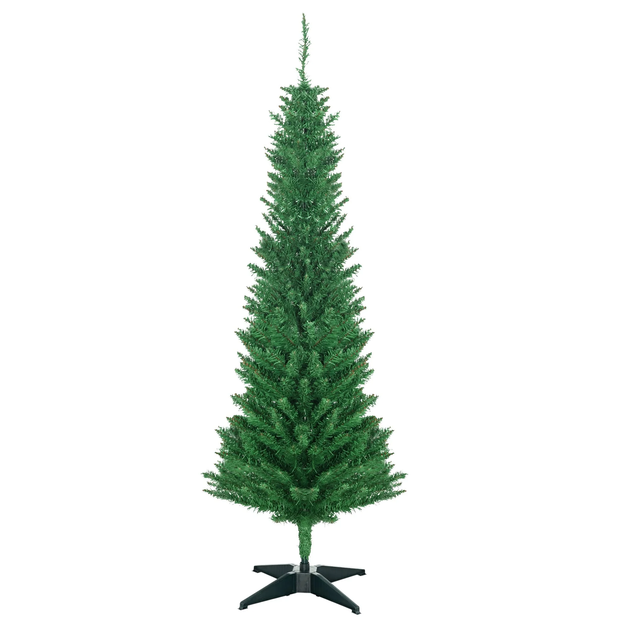 5' Unlit Light Green Pencil Christmas Tree with Realistic Branches and Plastic Stand, Perfect for Small Spaces