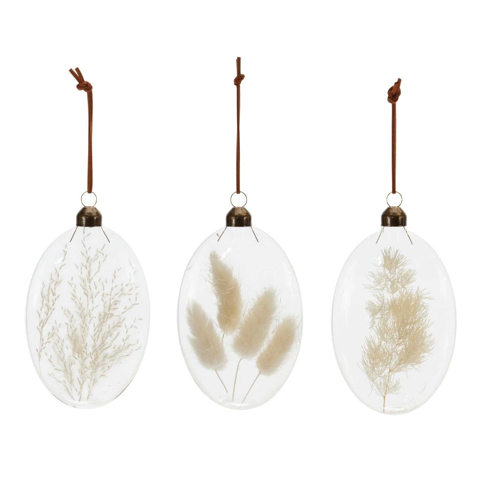 Natural Dried Floral Glass Christmas Ornaments - 5.5