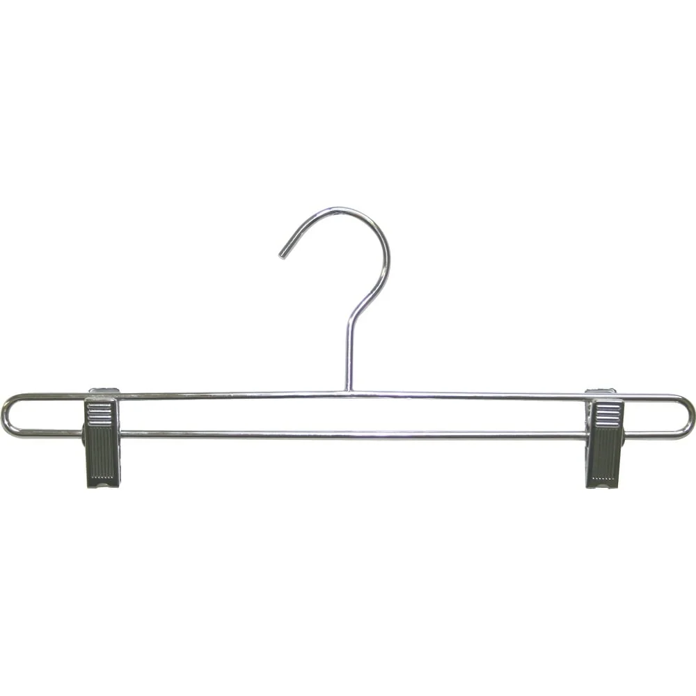 Polished Chrome Metal Bottoms Hanger with Clips (Box of 100)