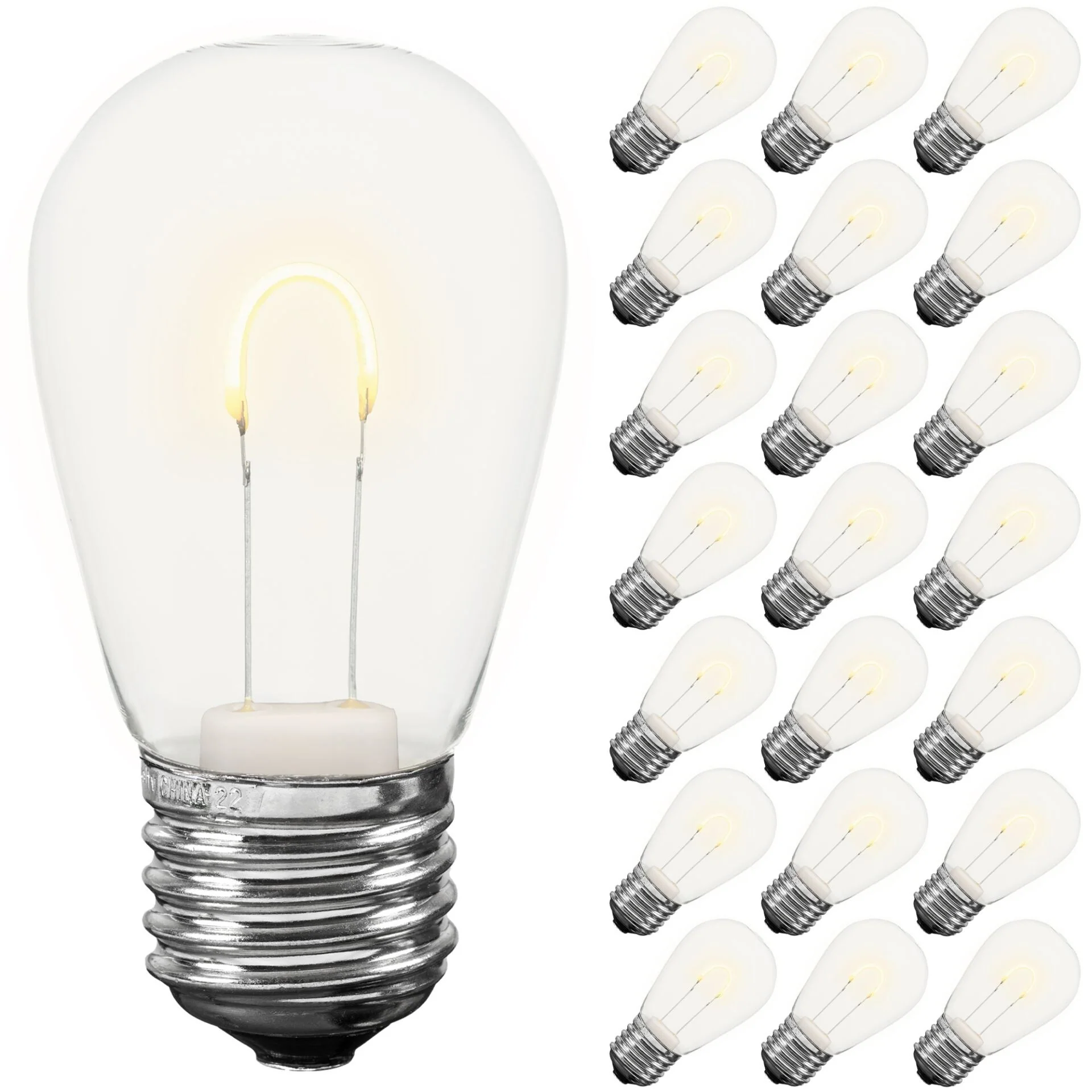 25 Pack LED S14 Outdoor Patio Edison Replacement Bulbs, Warm White, E26 Base