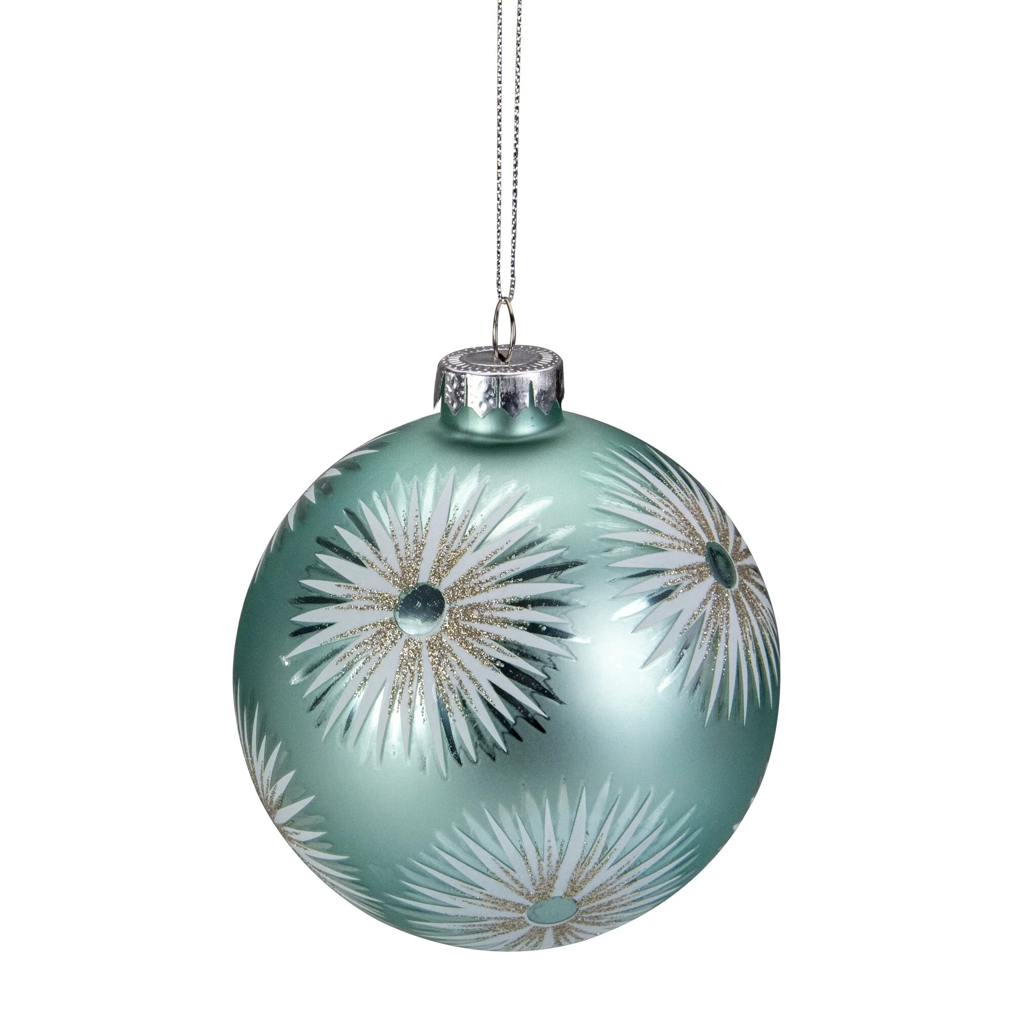 Glittered Starburst Glass Ball Christmas Ornament - 4