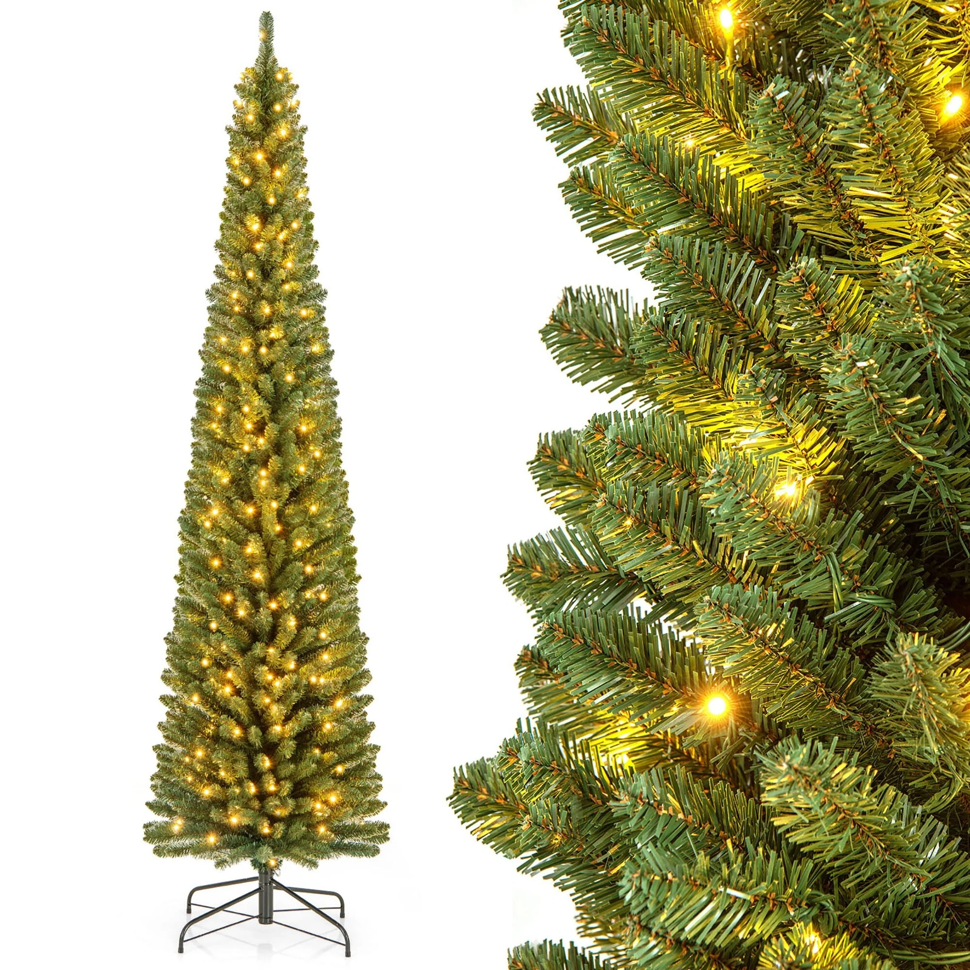 Gymax 6/7/8 FT Pencil Christmas Tree w392/523/671 Memory Wire Branch - See Details