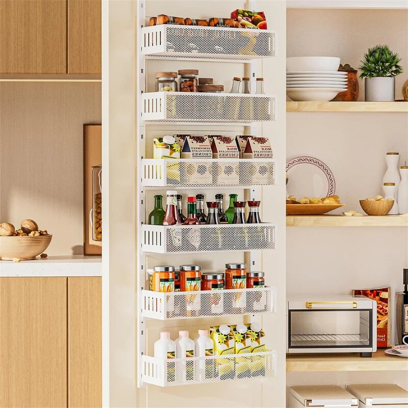 6Tier Over The Door Pantry Organizer with Mesh Baskets Adjustable