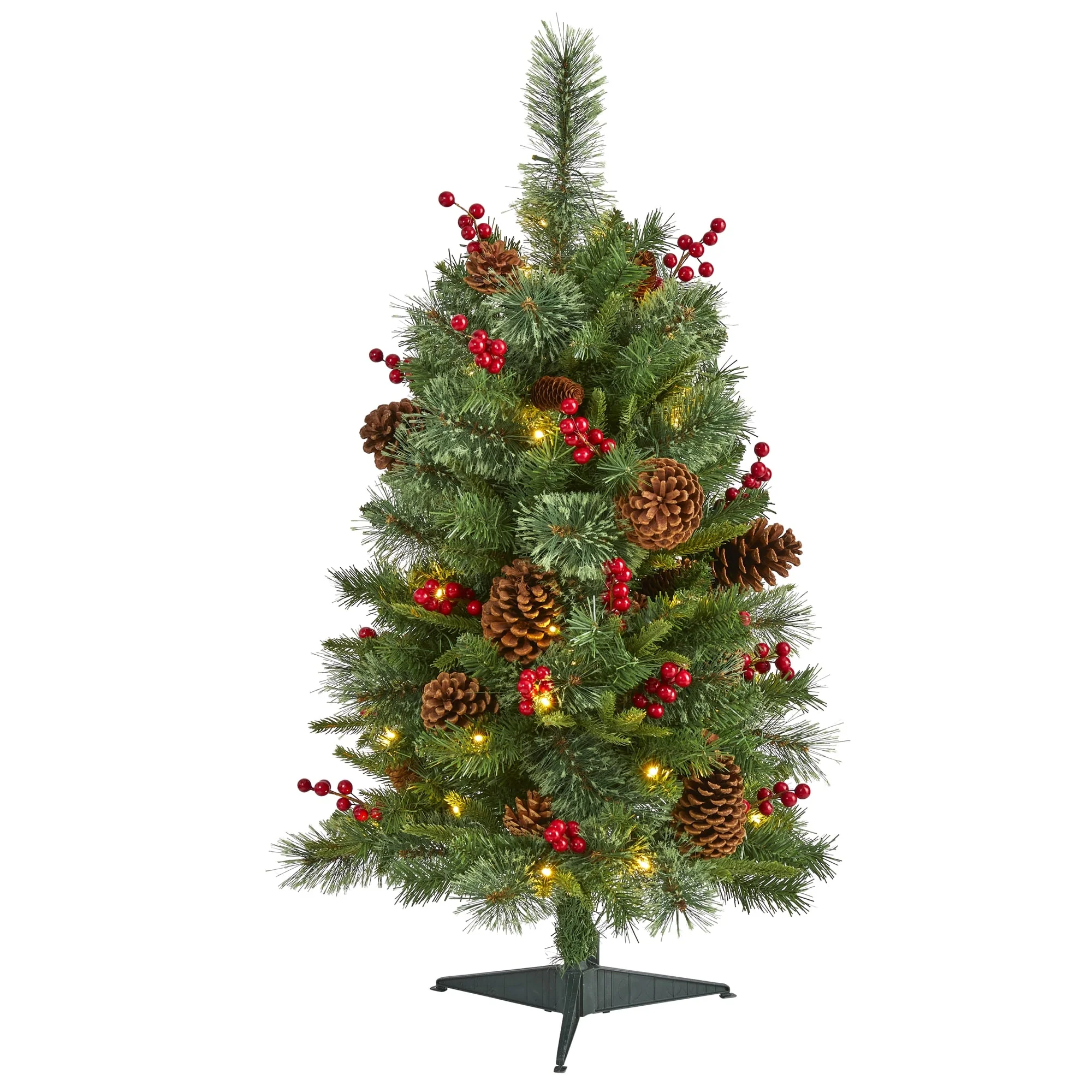 3’ Norway Cone Berry Pine Artificial Christmas Tree Clear LED - 3 Foot