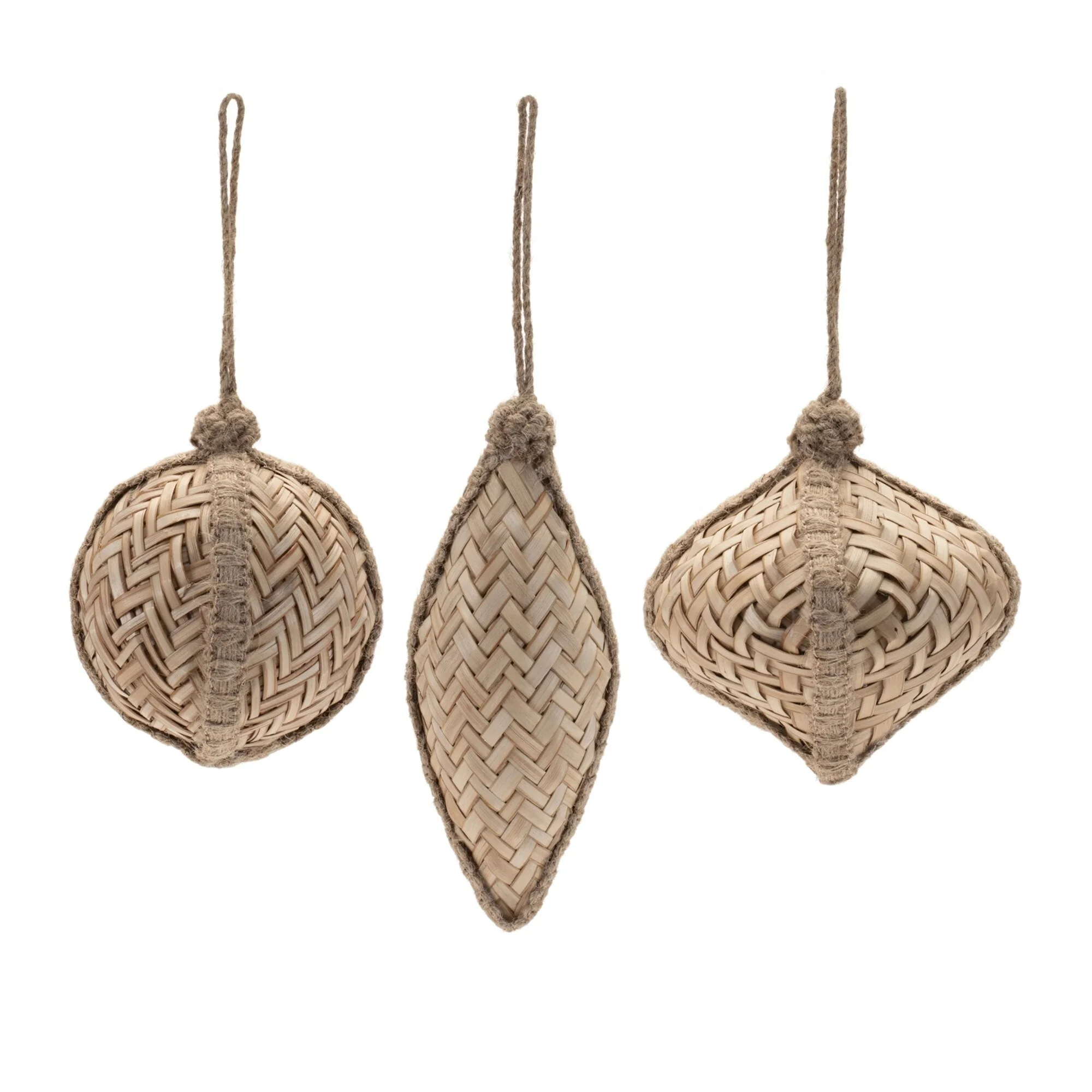 Woven Bamboo Christmas Ornaments - 4.75