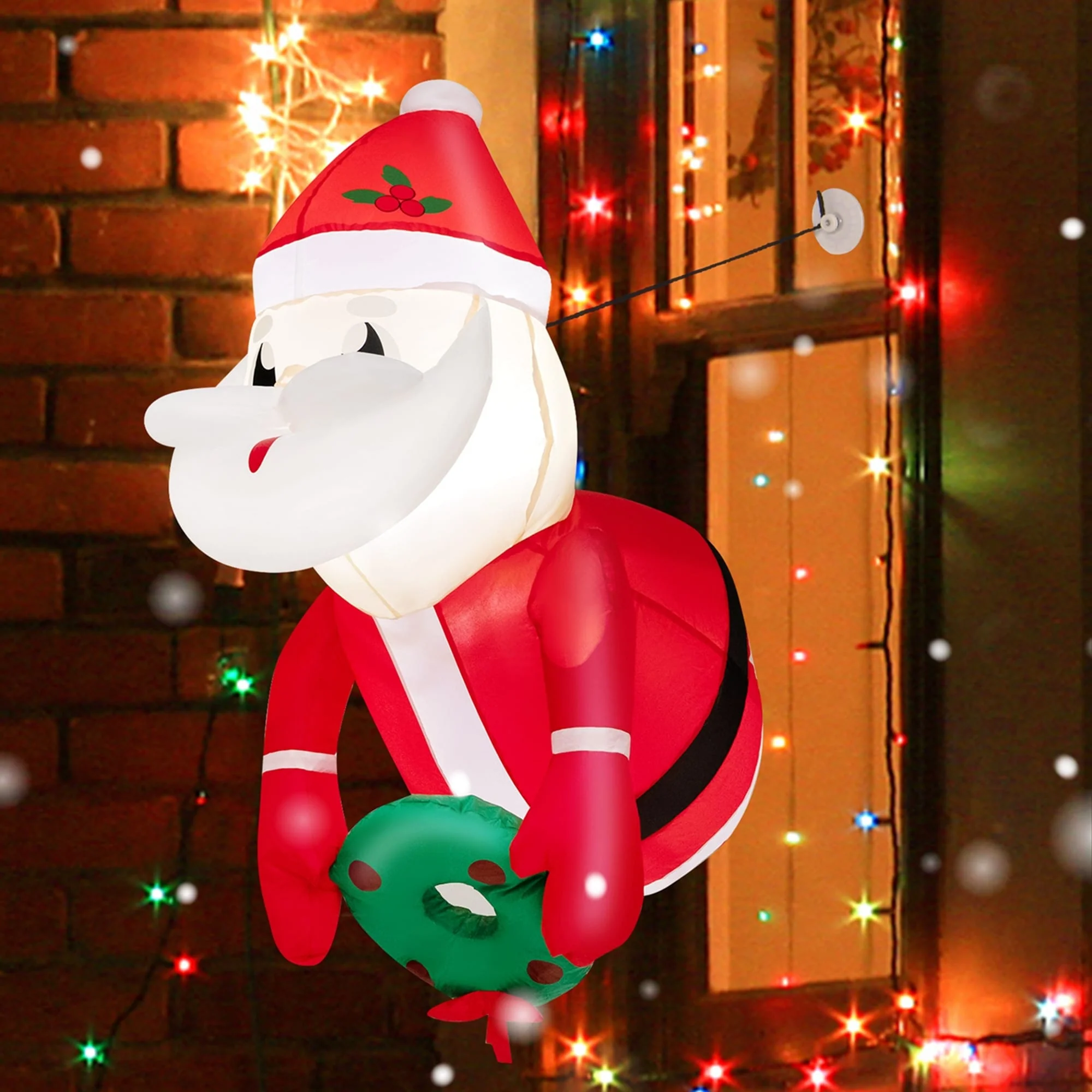 Costway 3.3FT Inflatable Christmas Santa Claus Broke Out from Window - See Details
