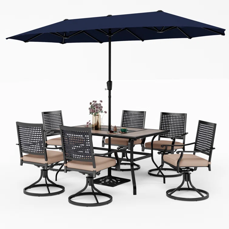 Alyah 6 - Person Rectangular Outdoor Dining Set with Cushions