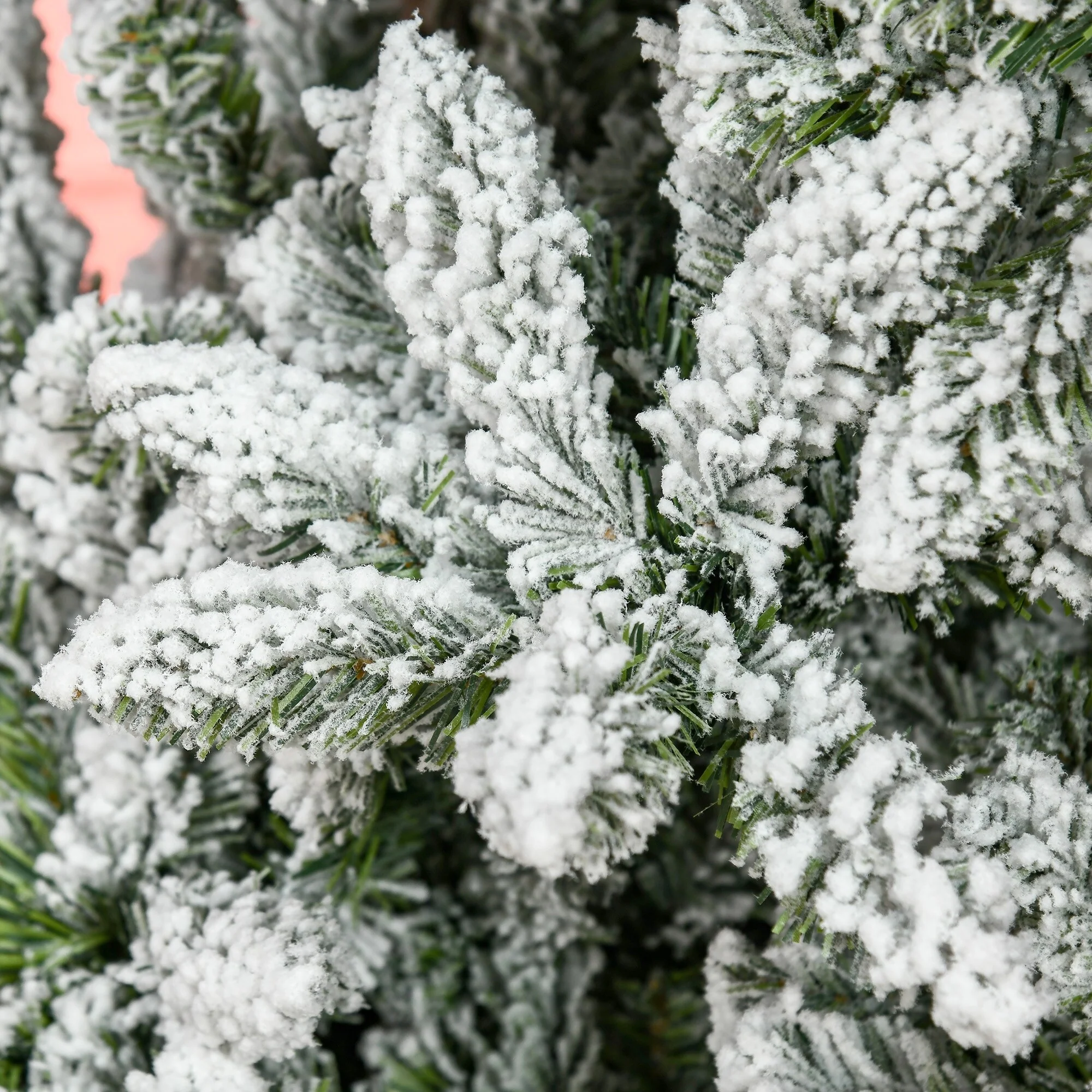 Tall Unlit Snow Flocked Pine Artificial Christmas Tree With Realistic Branches, Green