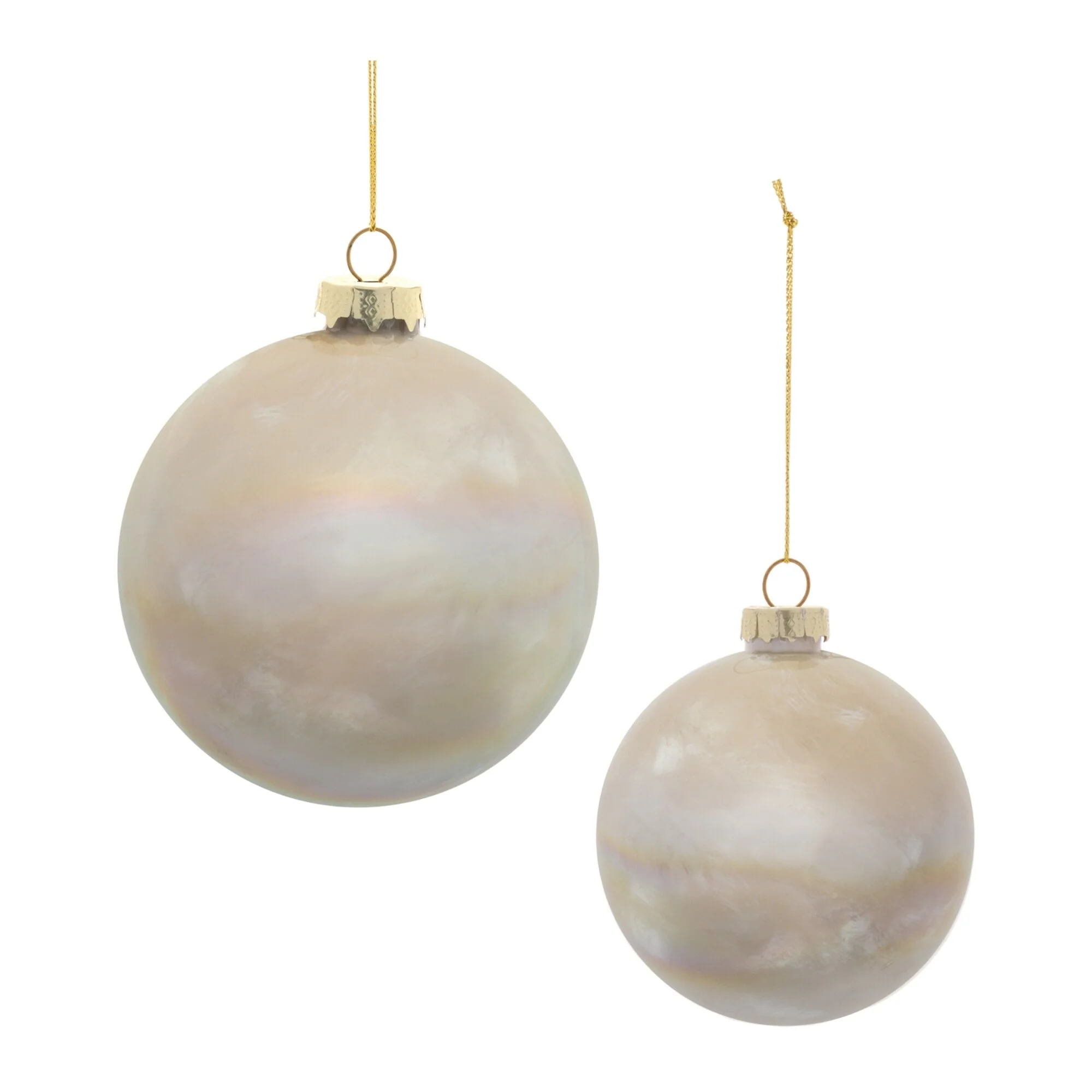 Iridescent Cloudy Glass Christmas Ball Ornaments - 4.5