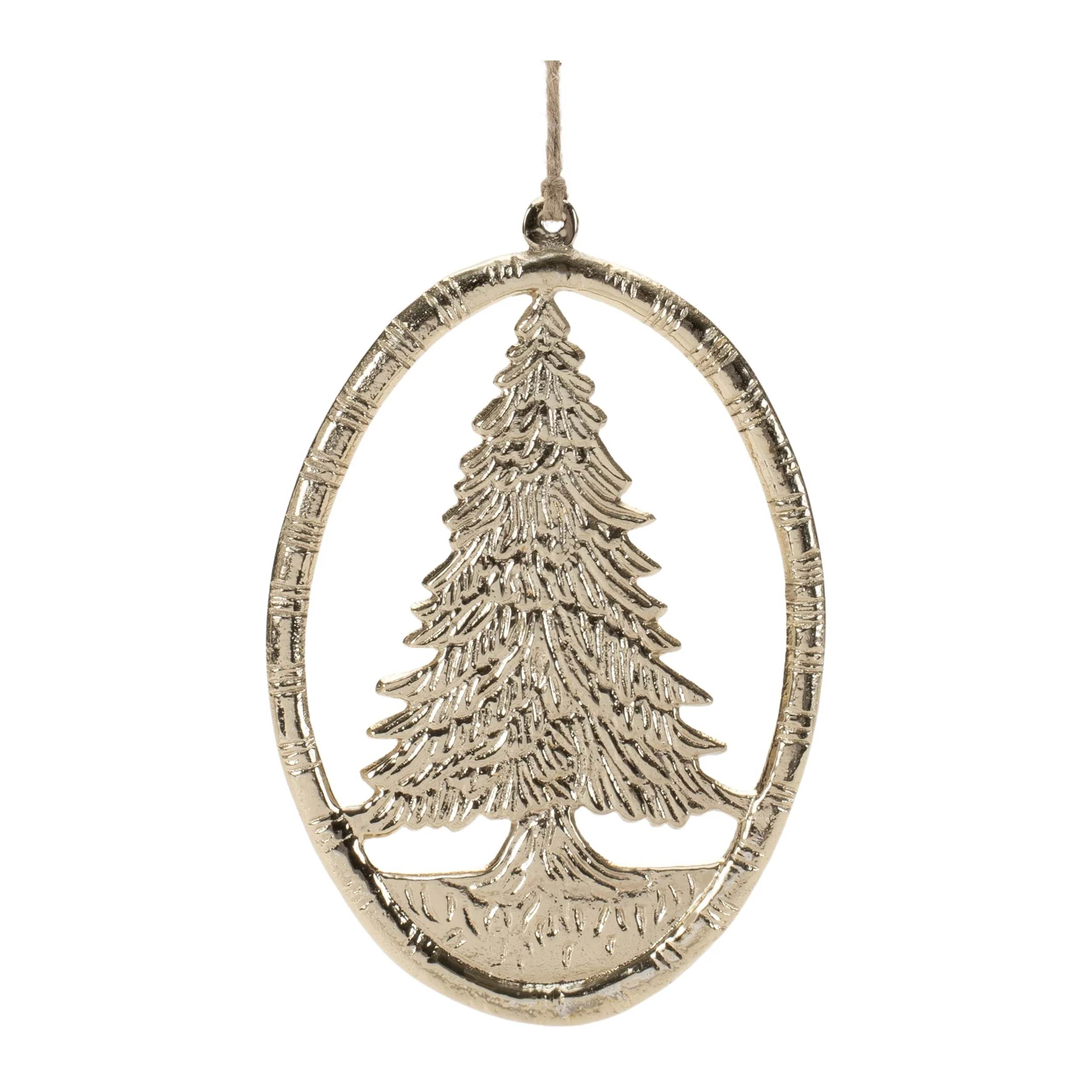 Set of 12 Metal Pine Tree Ornaments for Holiday Tree