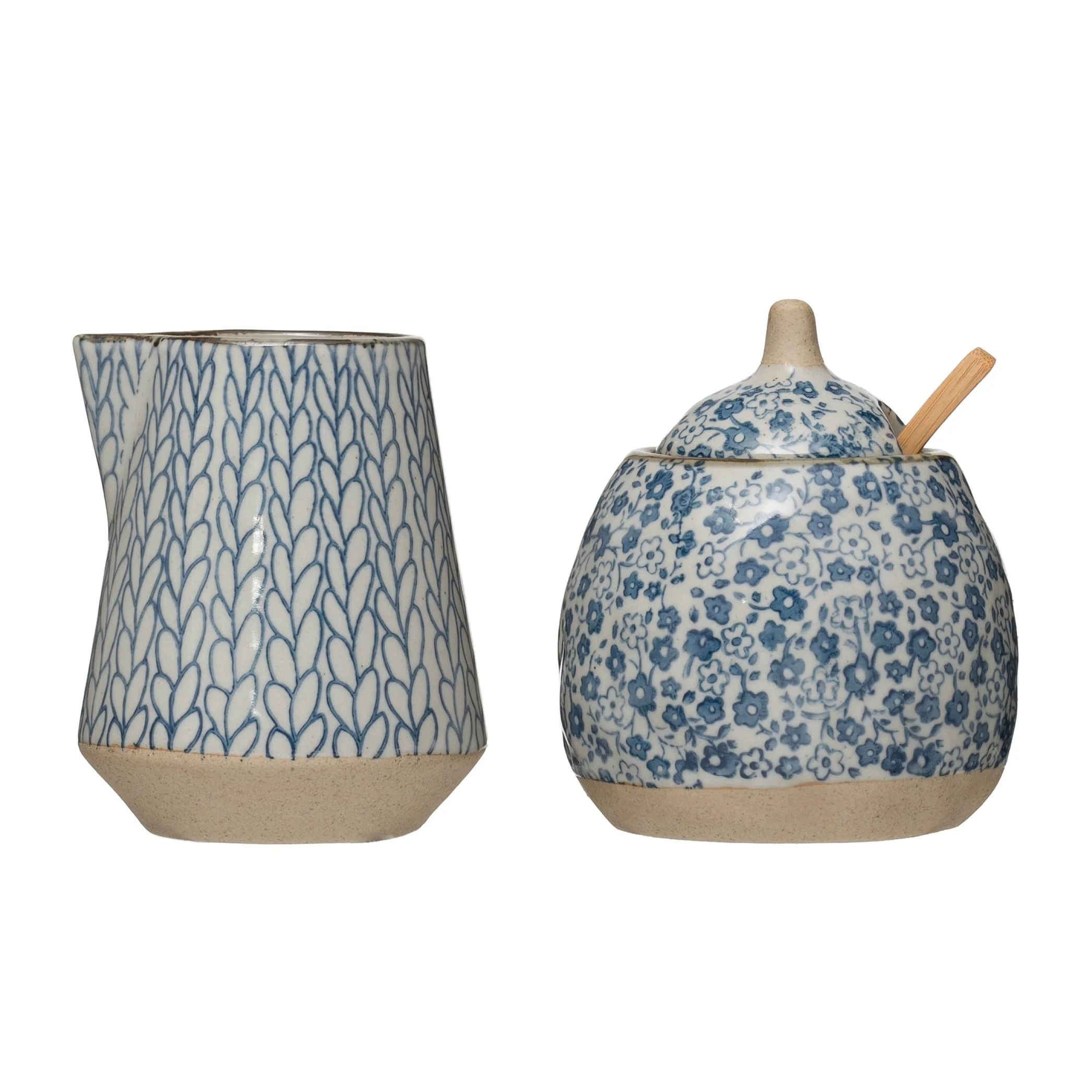 Hand-Painted Stoneware Sugar & Creamer (Set of 2 Pieces)