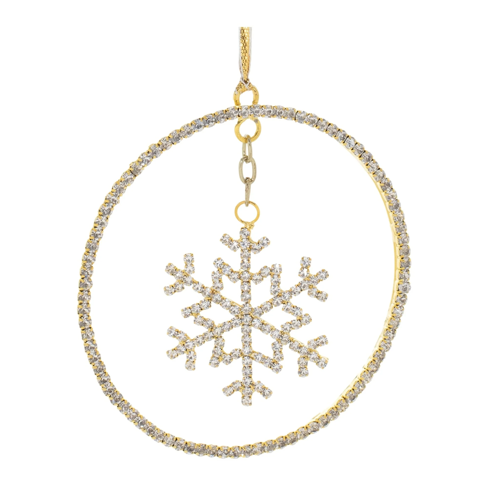 Glass Beaded Snowflake Disc Christmas Ornaments - 4